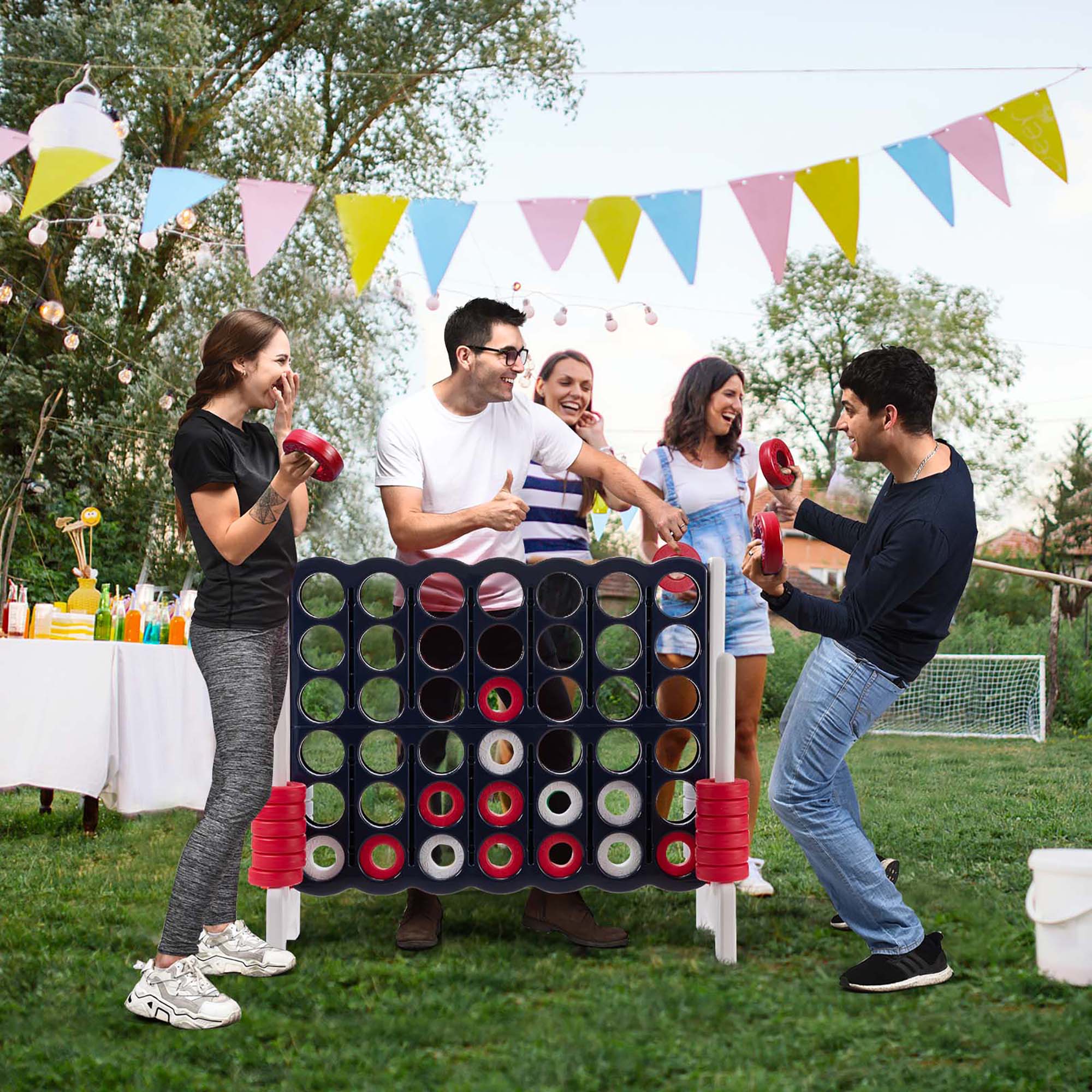 Alt View 7. Gymax - Gymax Giant 4 in A Row Jumbo 4-to-Score Game Set Kids Adults w/ 42 Jumbo Rings.