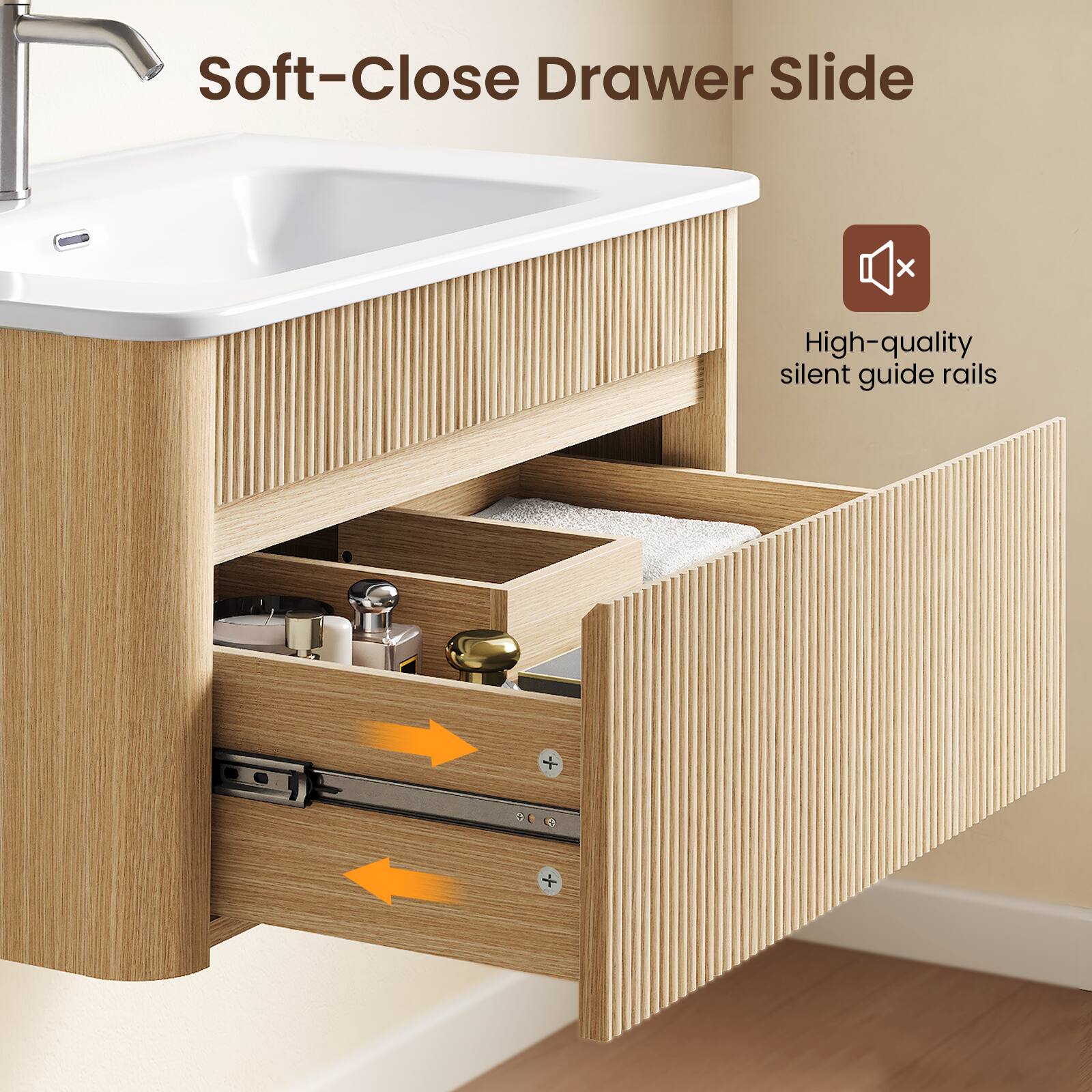 Soft-Close Drawer Slide  
High-quality silent guide rails