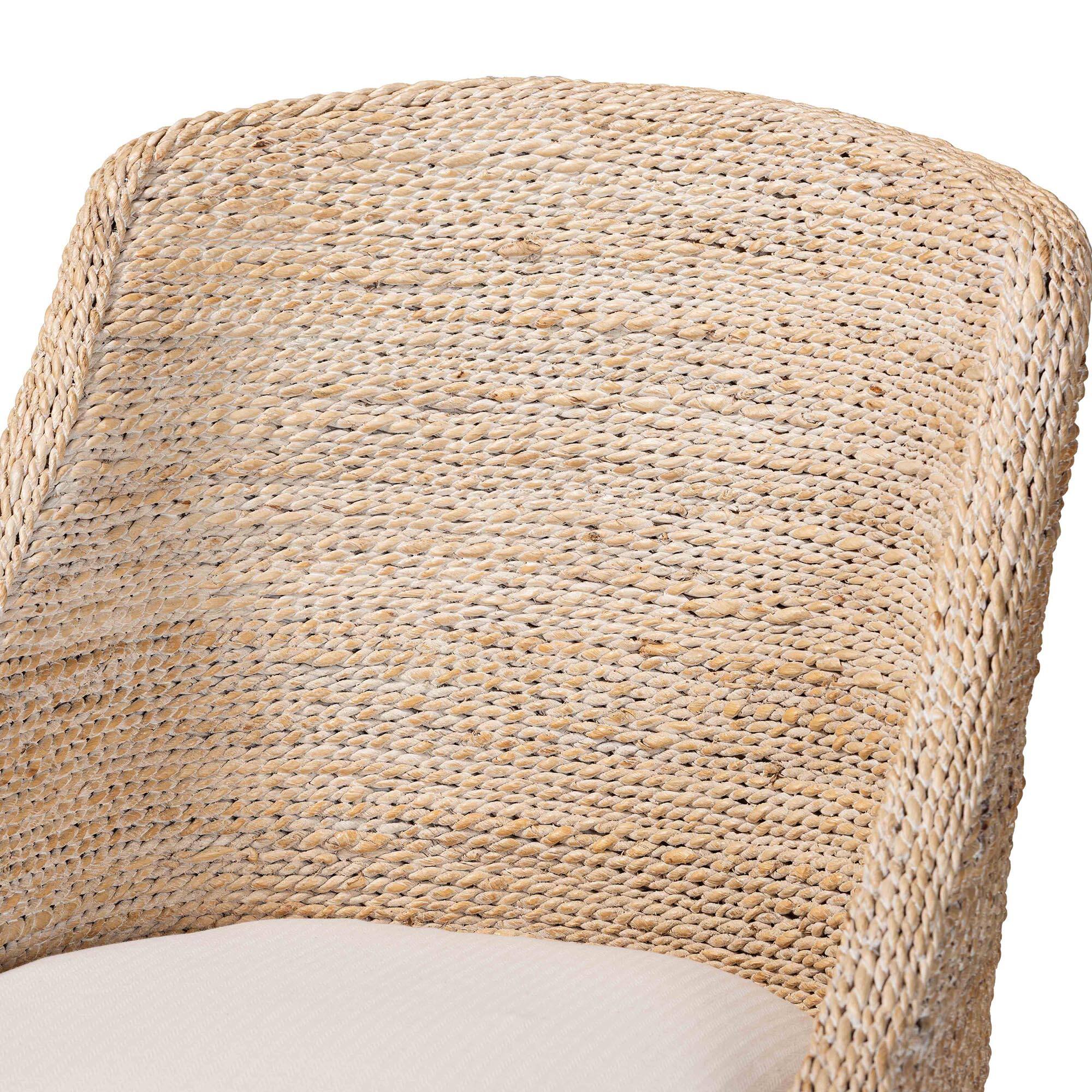 Alt View 1. bali & pari - Jasper Seagrass Dining Chair with Mahogany Wood Frame - Accent Chair with Woven Wingback and Cushioned Seat - White Wash.