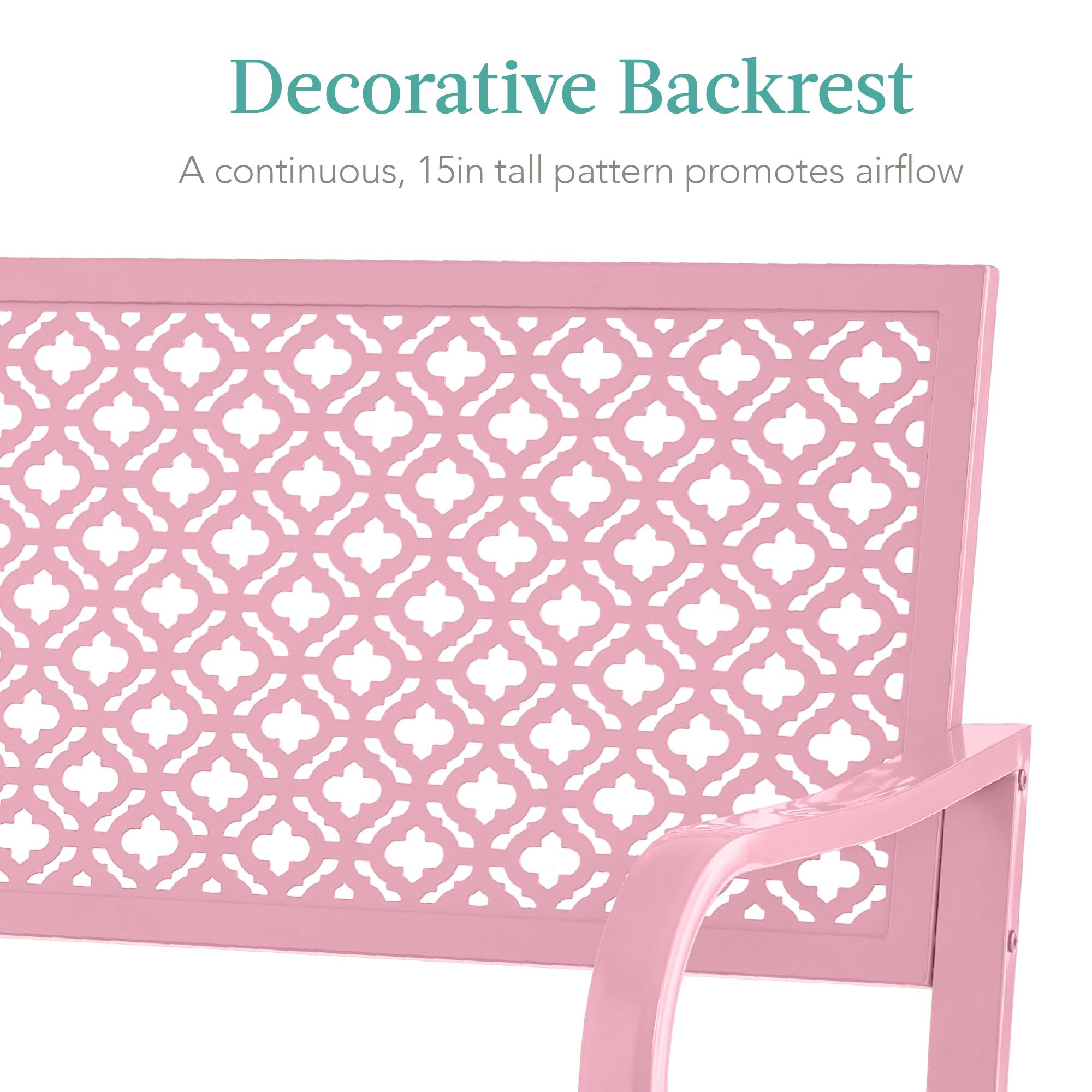 Decorative Backrest  
A continuous, 15in tall pattern promotes airflow