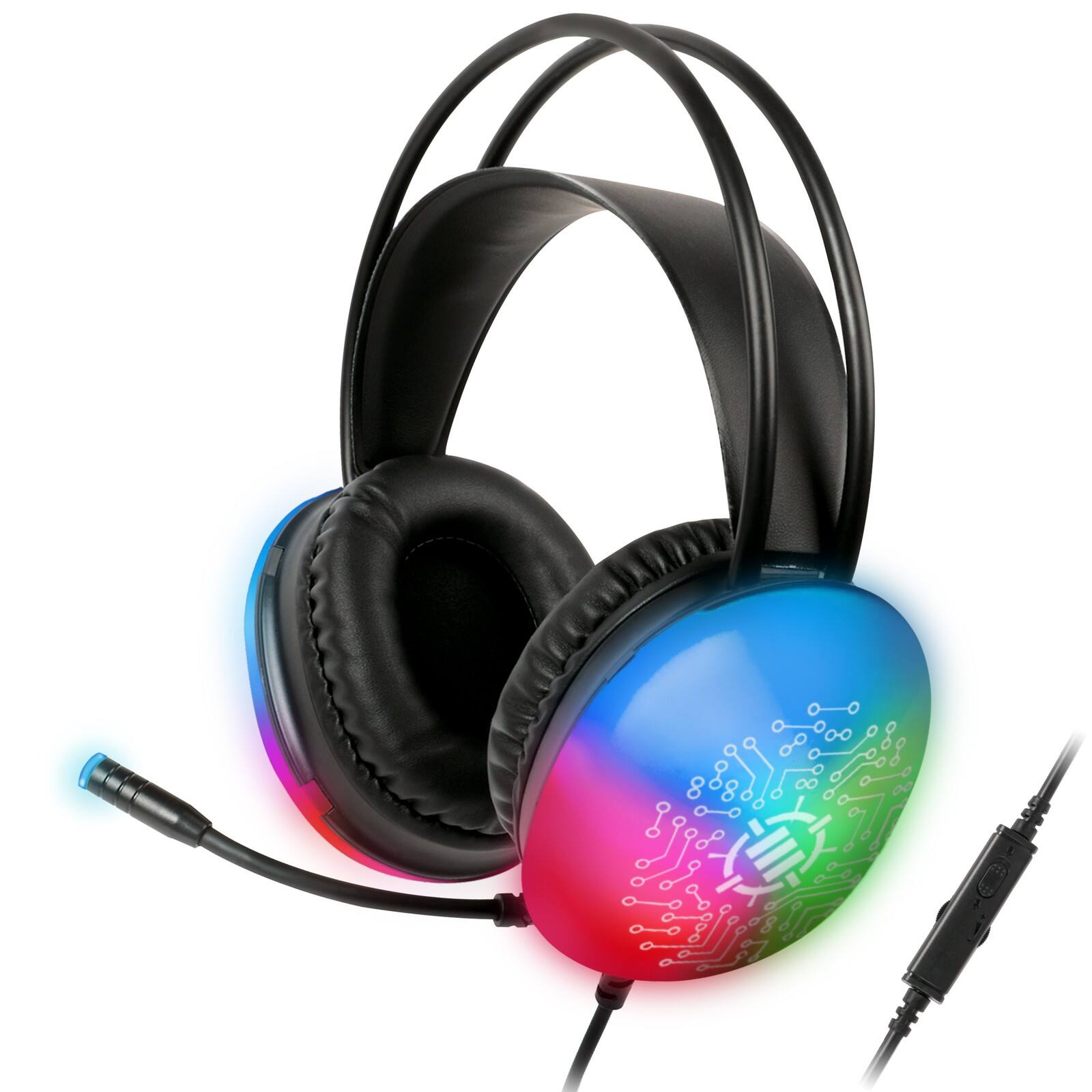 Angle. ENHANCE - ENHANCE Voltaic 2 USB Gaming Headset - Stereo Gaming Headset with USB|3.5mm AUX - Clear.