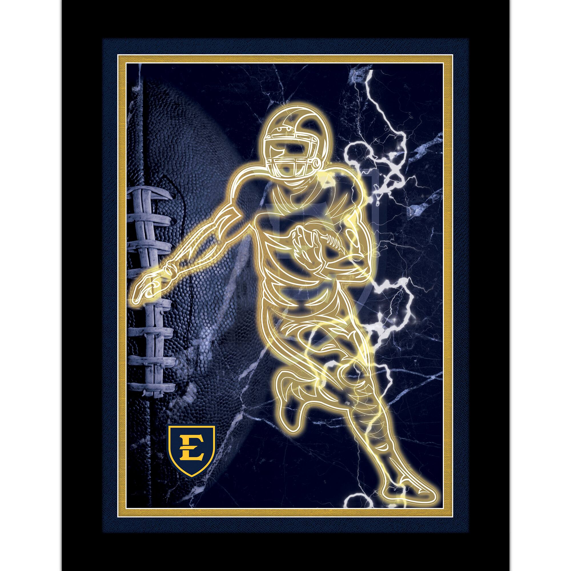 Black ETSU Buccaneers 12'' x 16'' Framed Neon Player Print