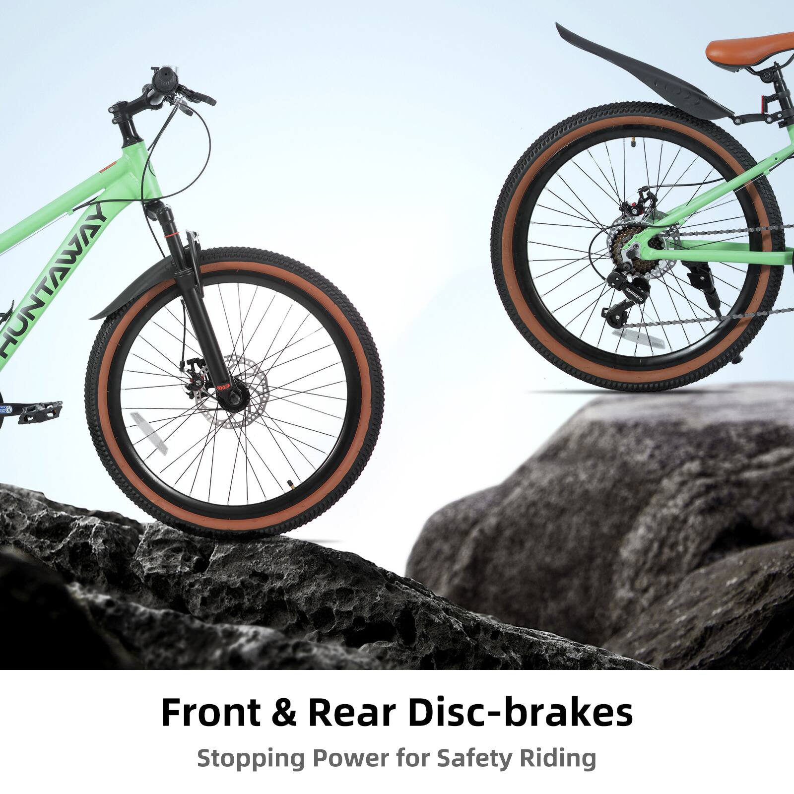 HUNTAWAY - Front & Rear Disc-brakes  
Stopping Power for Safety Riding