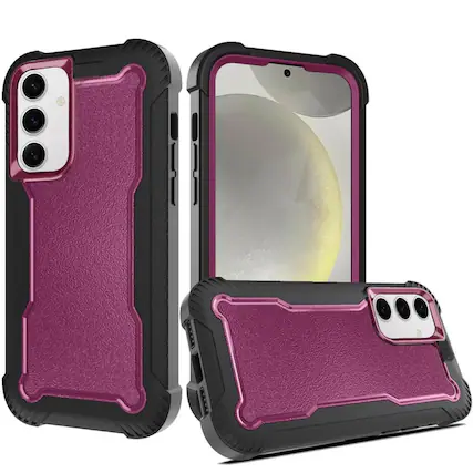 Front. Kitcheniva - Thick Layered Shock Absorbent Cover Plus Tempered Glass For Samsung S25 Plus/S24 Plus Burgundy - Burgundy.