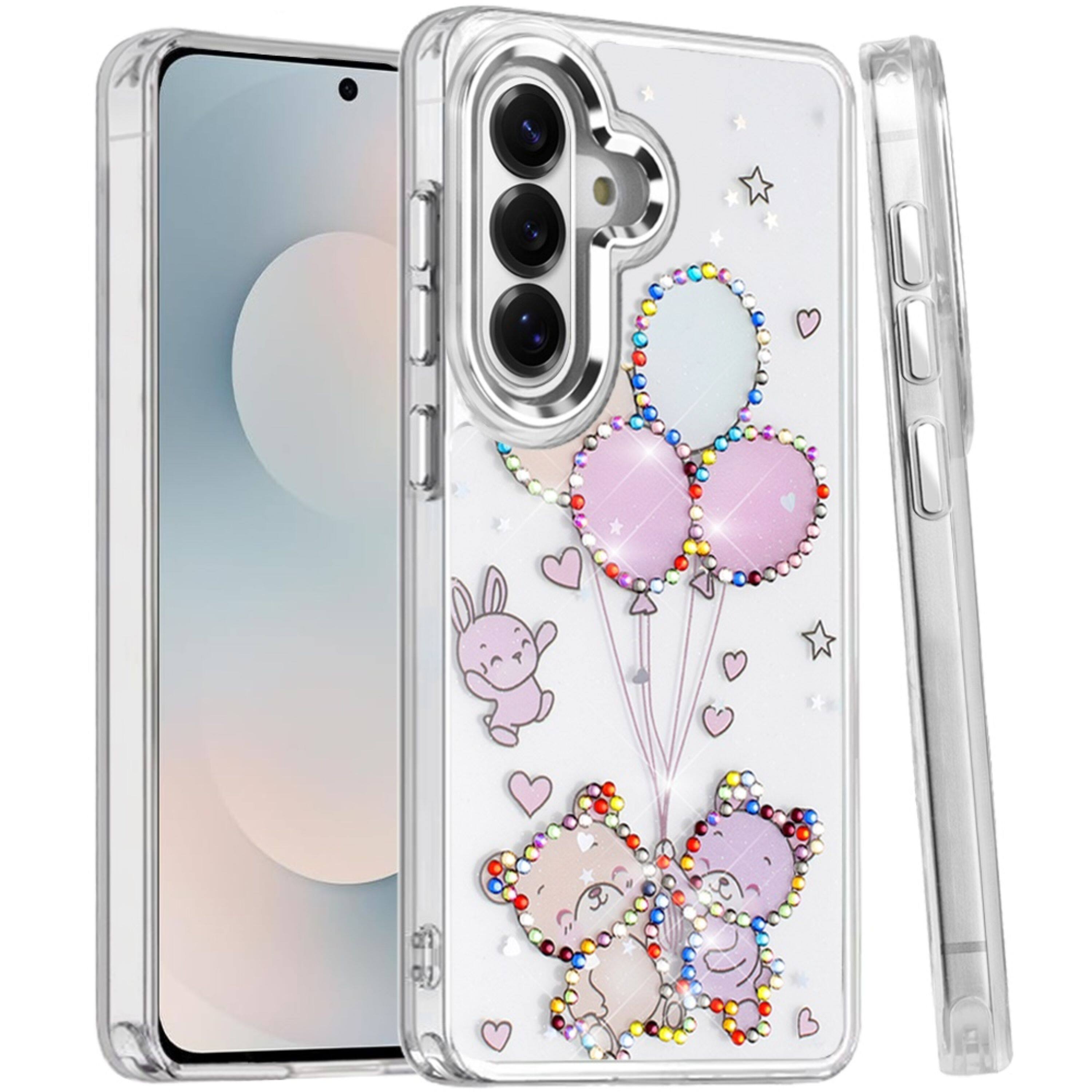 Angle. Kitcheniva - Colorful Epoxy Design Plastic Jewels Plus Tempered Glass For Samsung S25 FE K - Multicolor.