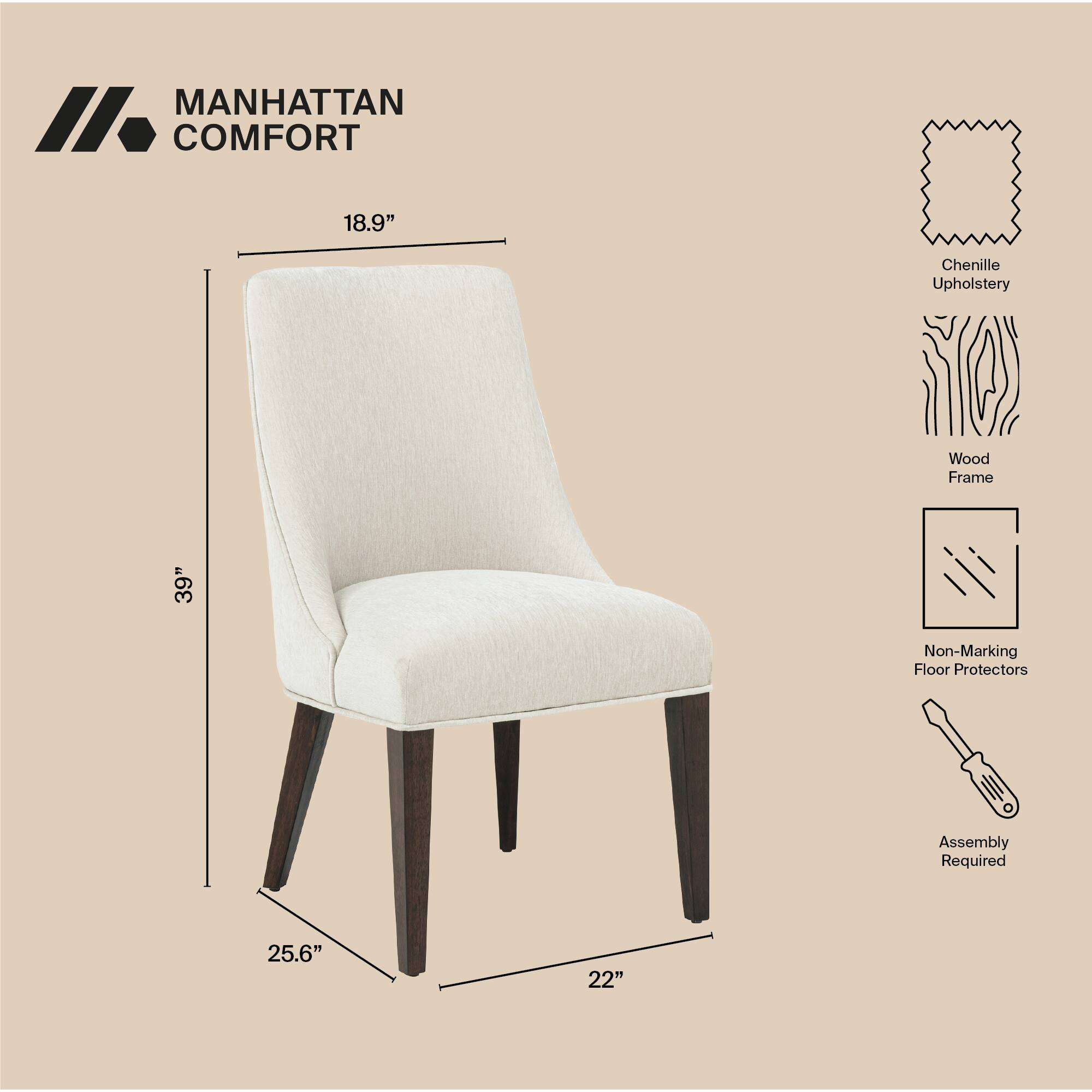 MANHATTAN COMFORT

18.9"  
Chenille Upholstery  
Wood Frame  
39"  
Non-Marking Floor Protectors  
Assembly Required  
25.6"  
22"