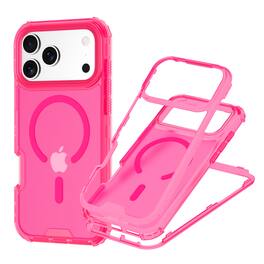Dteck - For Apple iPhone 17 Pro Max Shockproof Ergonomic Rugged Triple-Layer Magnetic Mag Safe Case Front Frame Cover - Pink
