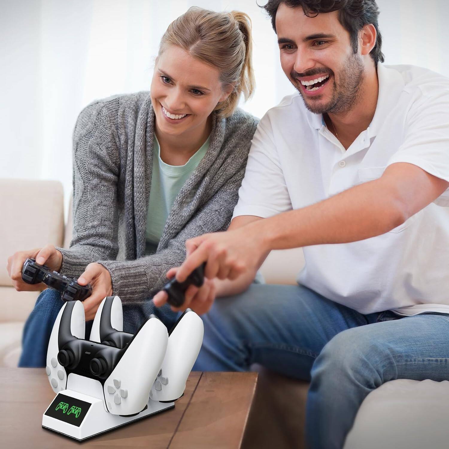 Alt View 1. Sweet - Dual Controller Charging Station for Playstation 5  with LED Light and USB Cable.