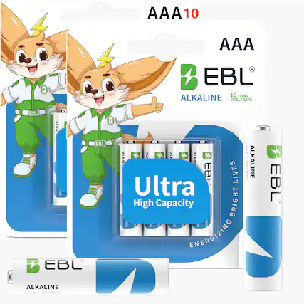 AAA 10
EBL ALKALINE
10 YEARS SHELF LIFE
Ultra High Capacity
ENERGIZING
AAA 1.5V LR03