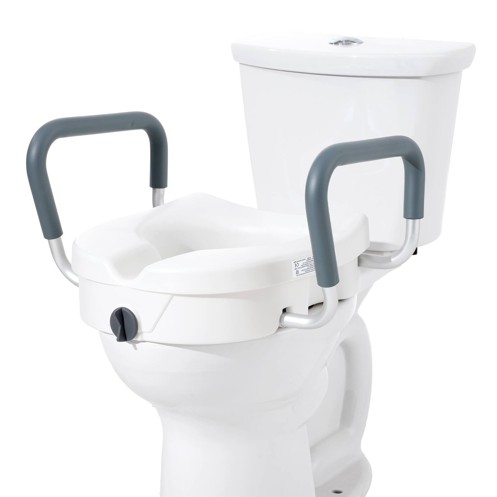 Alt View 5. VEVOR - Raised Toilet Seat, 5" Height Raised, 350 lbs Weight Capacity, for Round and Elongated Toilet, Twist Lock Installation - White.