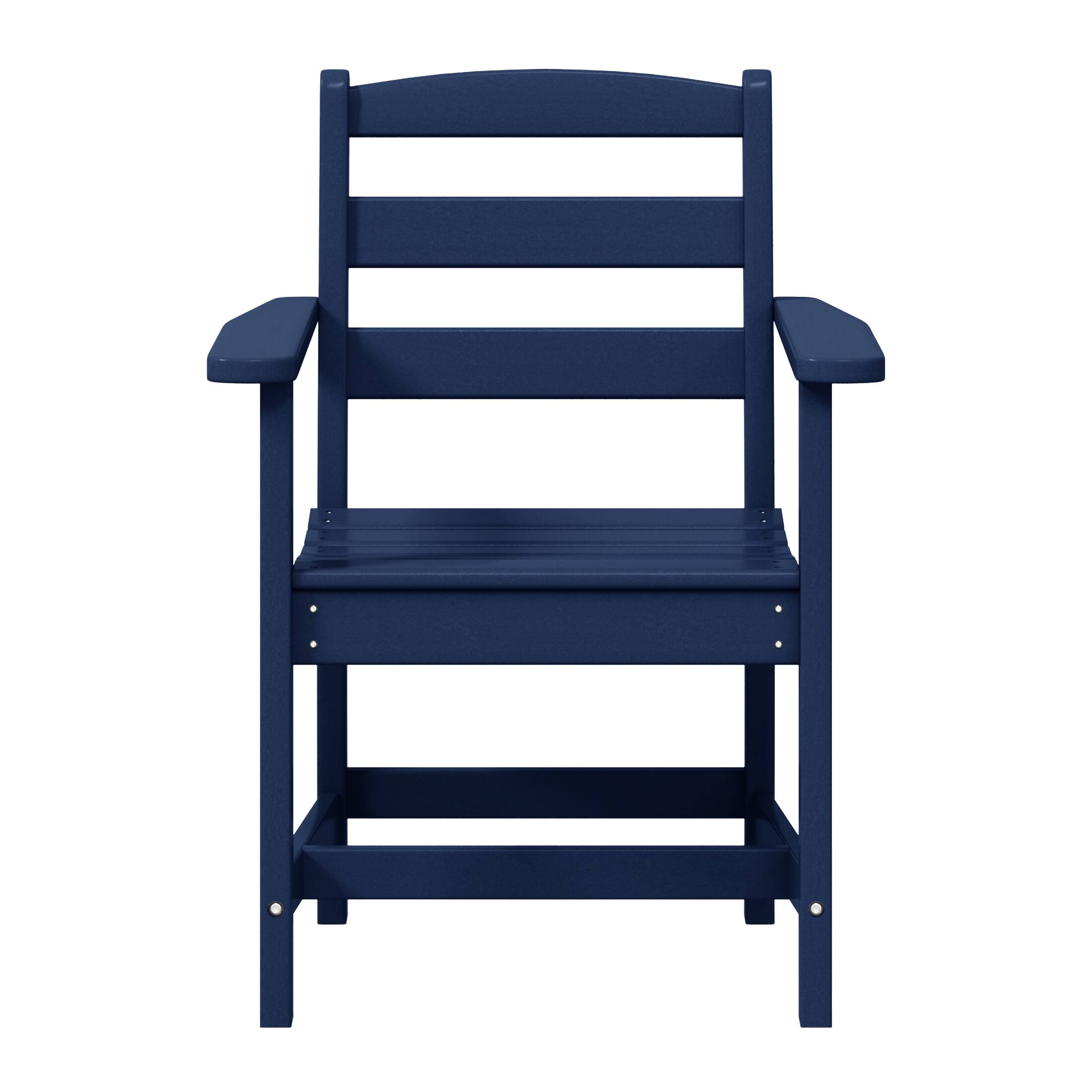 WestinTrends - Ashore Outdoor HDPE Patio Classic Dining Arm Chair - Navy Blue