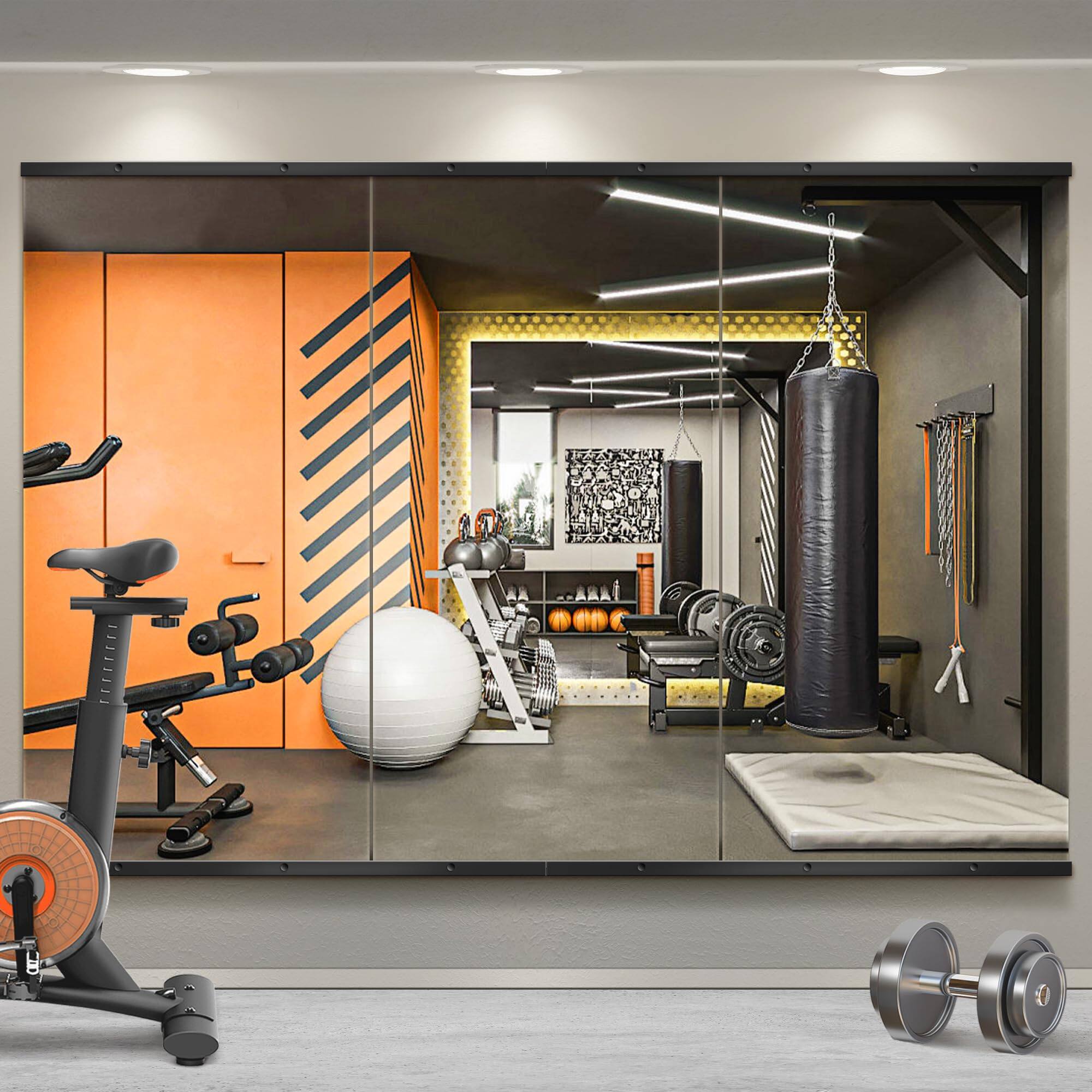 Matte Black Gym-48"L x 24"W x 3PCS