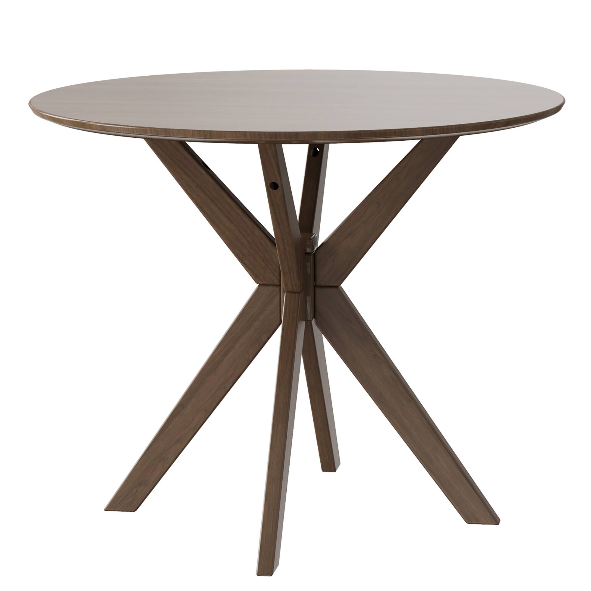 Alt View 8. Costway - Modern Round Wood Dining Table 35'' W/ Solid Wood Legs& Base for Home, Office - Walnut.
