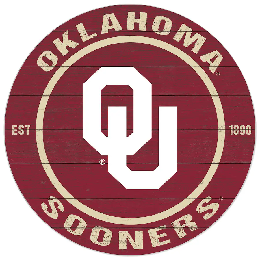 Sooners Graphics Jardine Oklahoma Sooners 20'' x 20'' Indoor/Outdoor Circle Sign Red ...