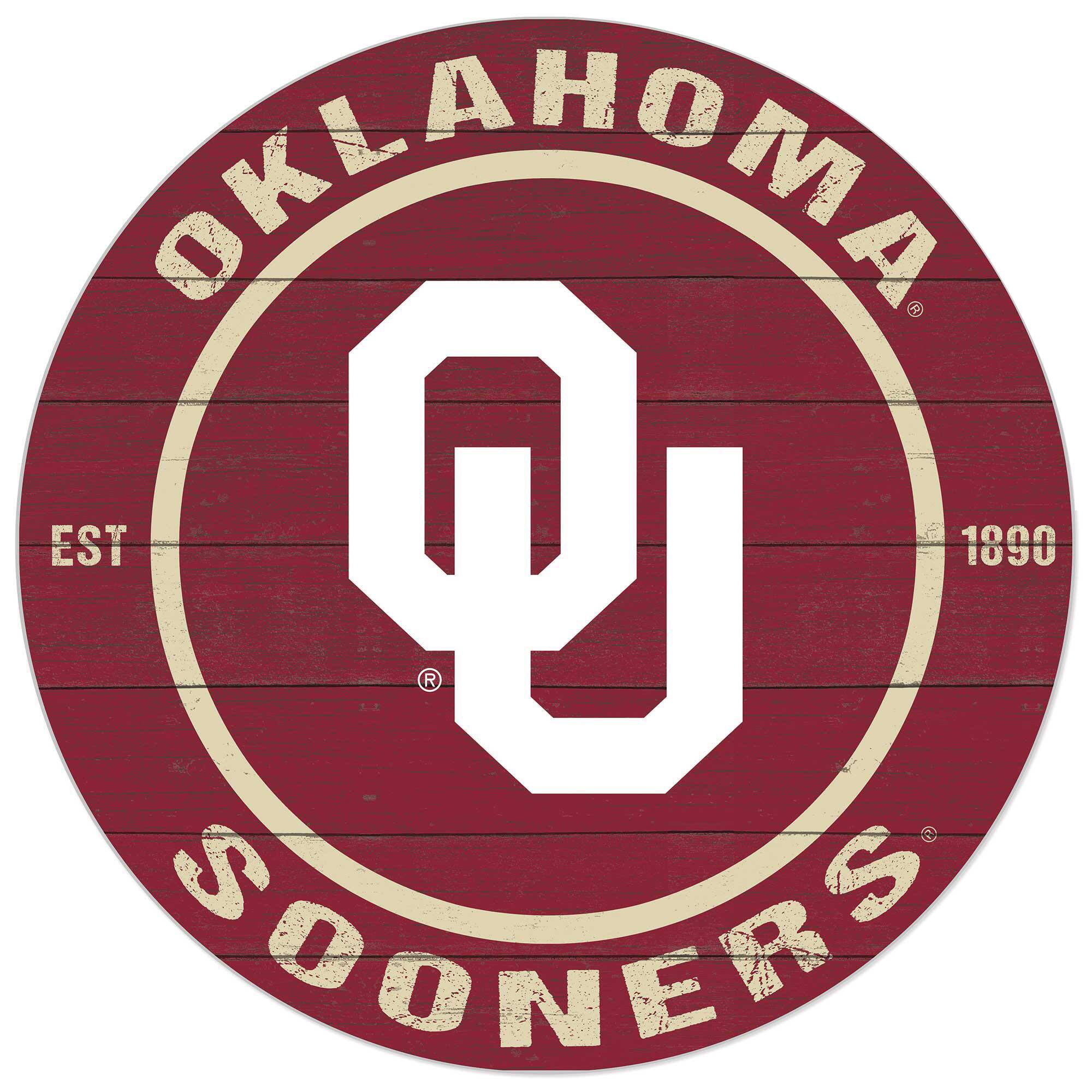 Oklahoma Sooners 20'' x 20'' Indoor/Outdoor Circle Sign