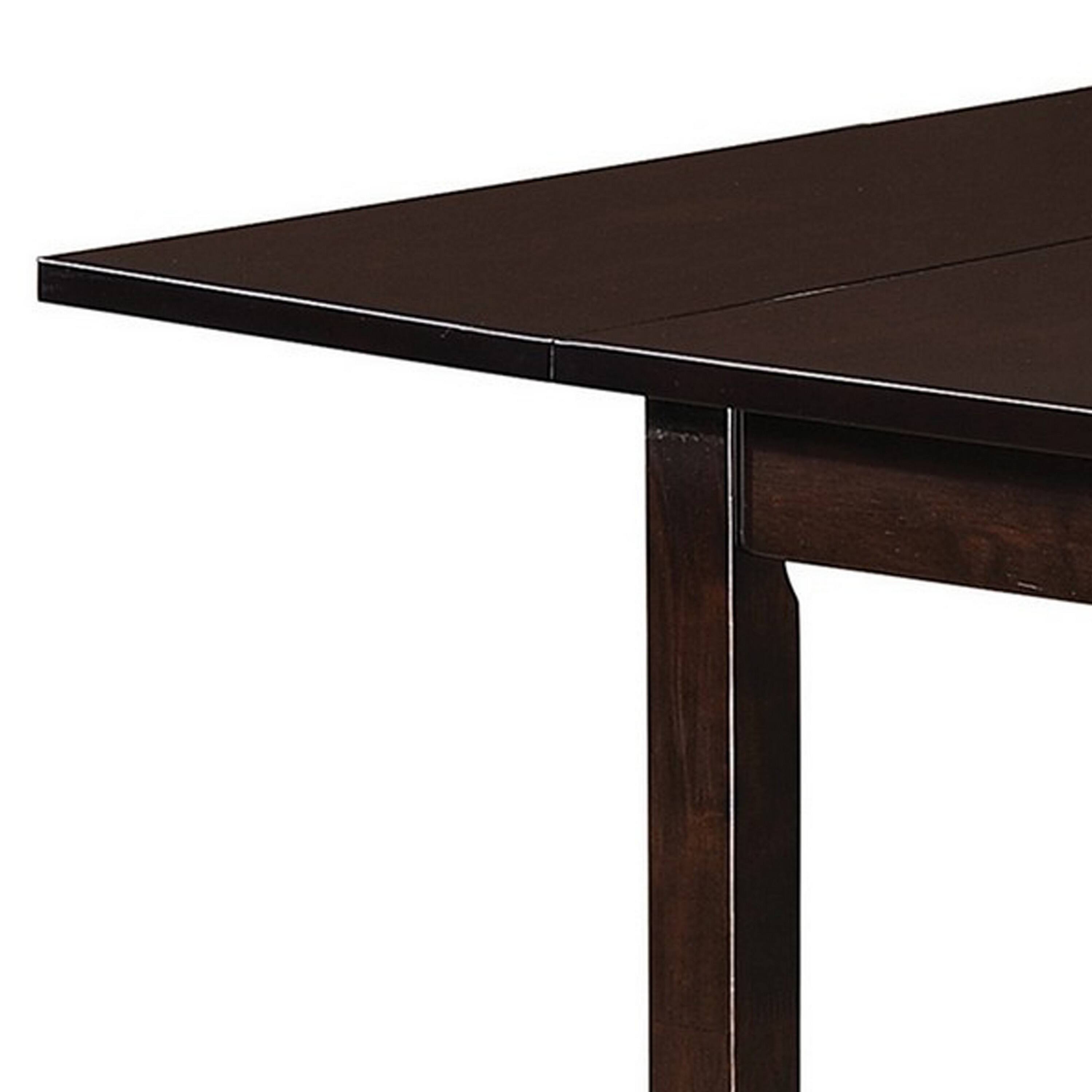 Angle. Manhattan Lane - 52 Inch Drop Leaf Dining Table, Block Legs, Wood - Brown.