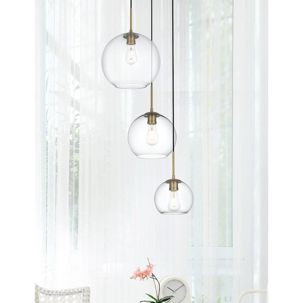 Alt View 6. Living District - Baxter 21 Inch Pendant Clear Shade in Satin Gold - Satin Gold And Clear.