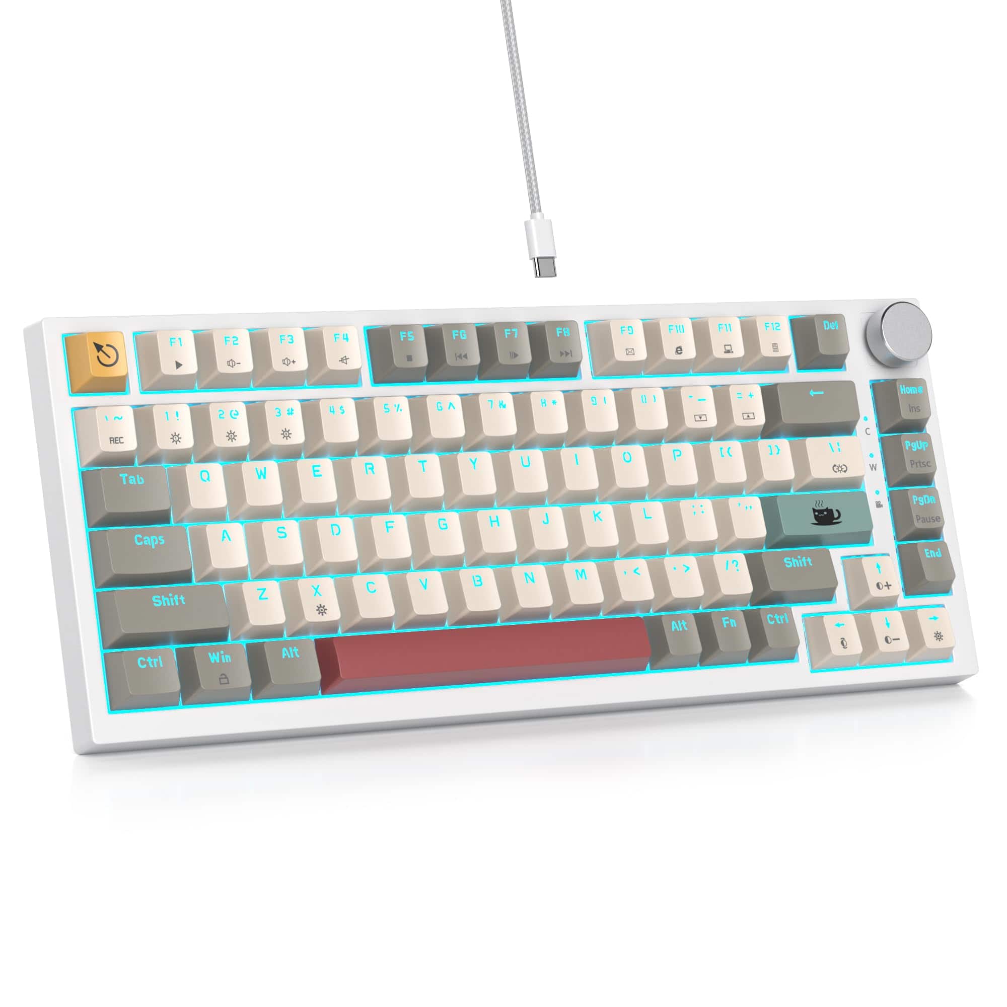 Stamp n Camp - 75 Percent Gasket-mounted With Sound Absorbing Pads 82-key Compact Wired Rgb Mechanical Gaming Hot-swap Socket For Win - 9009 /Red Switch