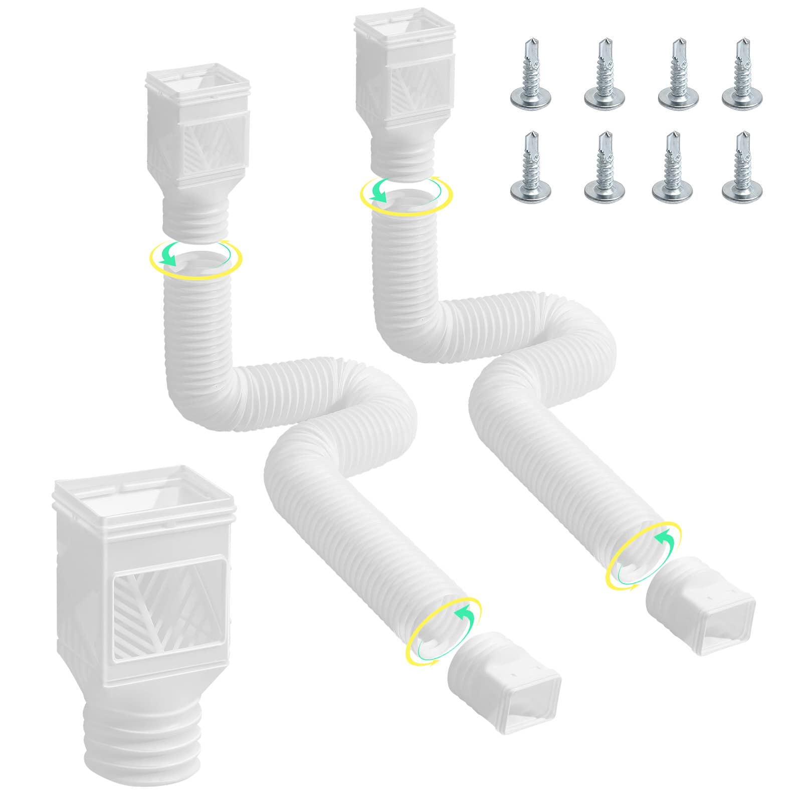 "VEVOR - Rain Gutter Downspout Extensions,2-Pack Flexible Downspout Extender,Down Spout Drain Extension Extendable from 22""to 63"" - White" price history on PriceWatchPro
