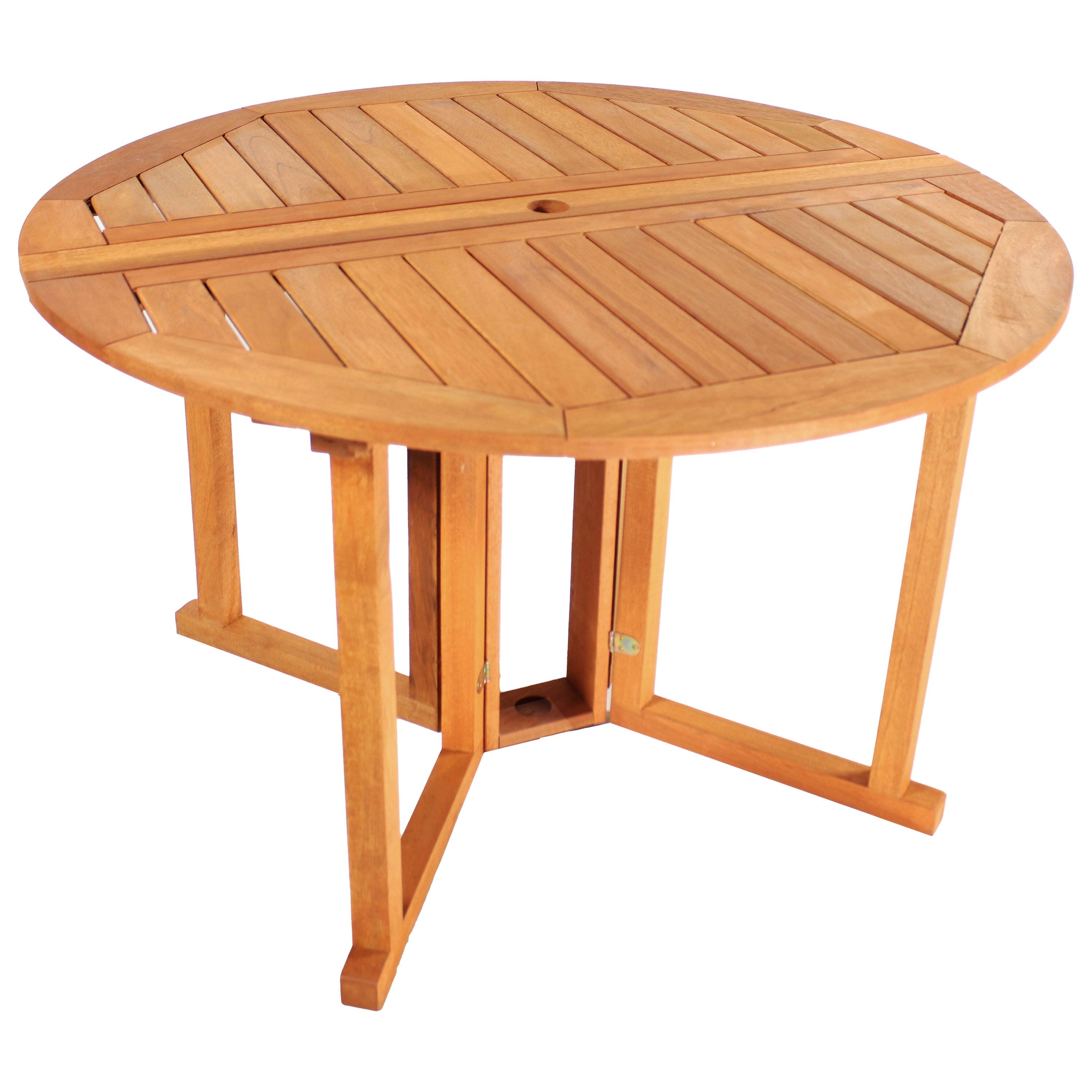 Front. Sunnydaze - Malaysian Hardwood Gateleg Patio Table with Teak Oil Finish - Brown.