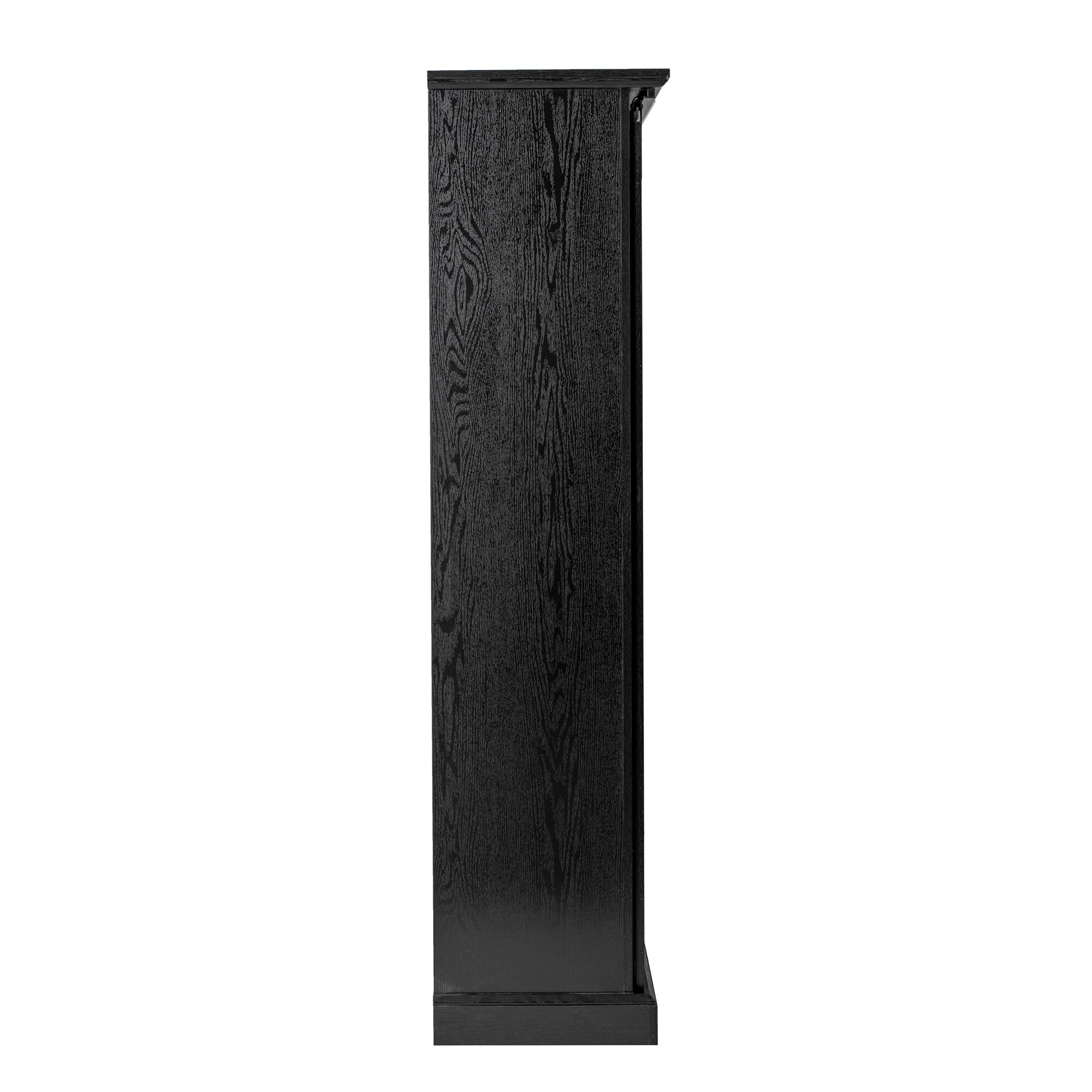 Left. Flash Furniture - Harrison 36" Wide Rustic Farmhouse Storage Cabinet Bookcase with Sliding Barn Door and 4 Adjustable and 2 Fixed Shelves - Black.