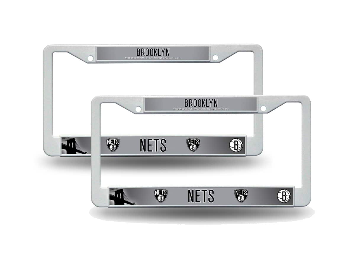 Rico Industries - Brooklyn Nets White Plastic (Set of 2) License Plate Frames - Multi