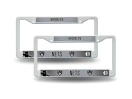Rico Industries - Brooklyn Nets White Plastic (Set of 2) License Plate Frames - Multi