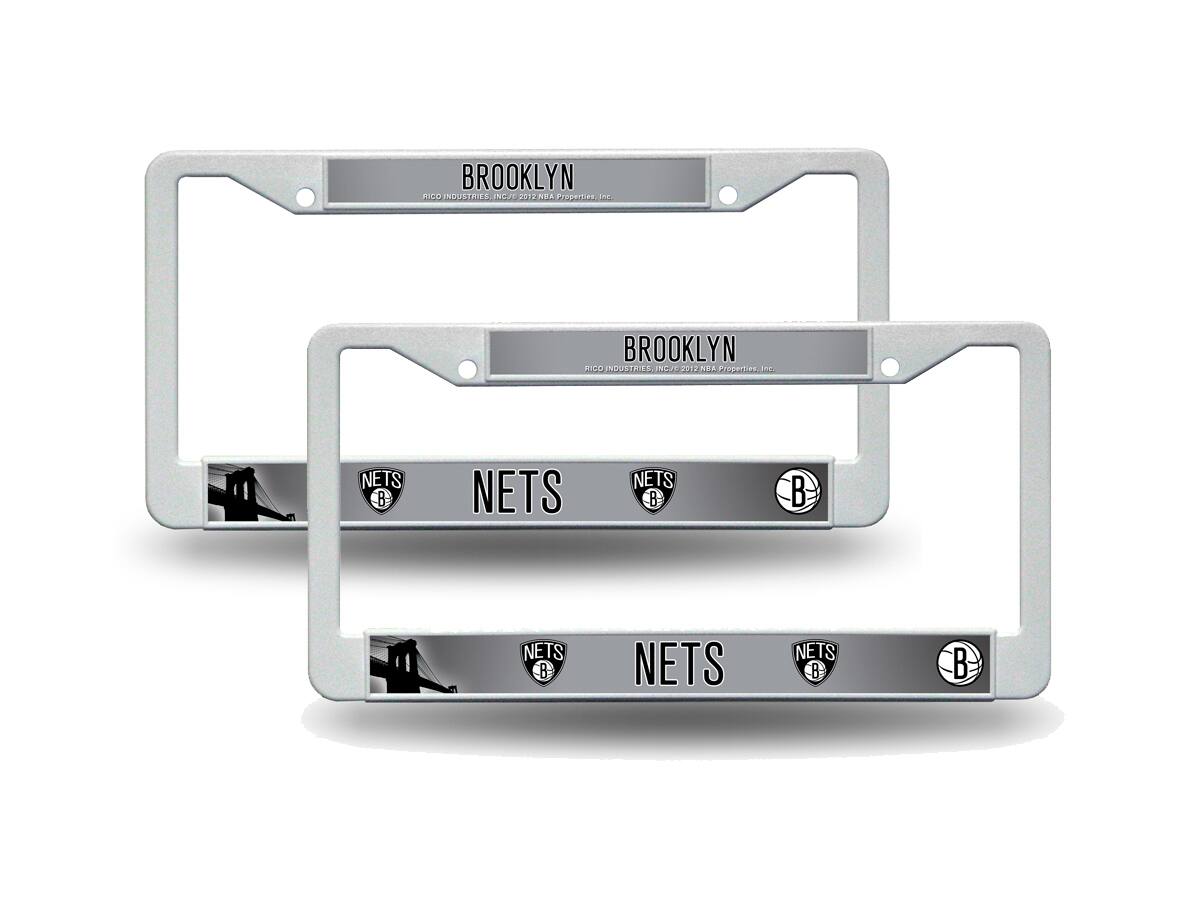 Brooklyn Nets NBA Basketball White Plastic (Set of 2) License Plate Frames