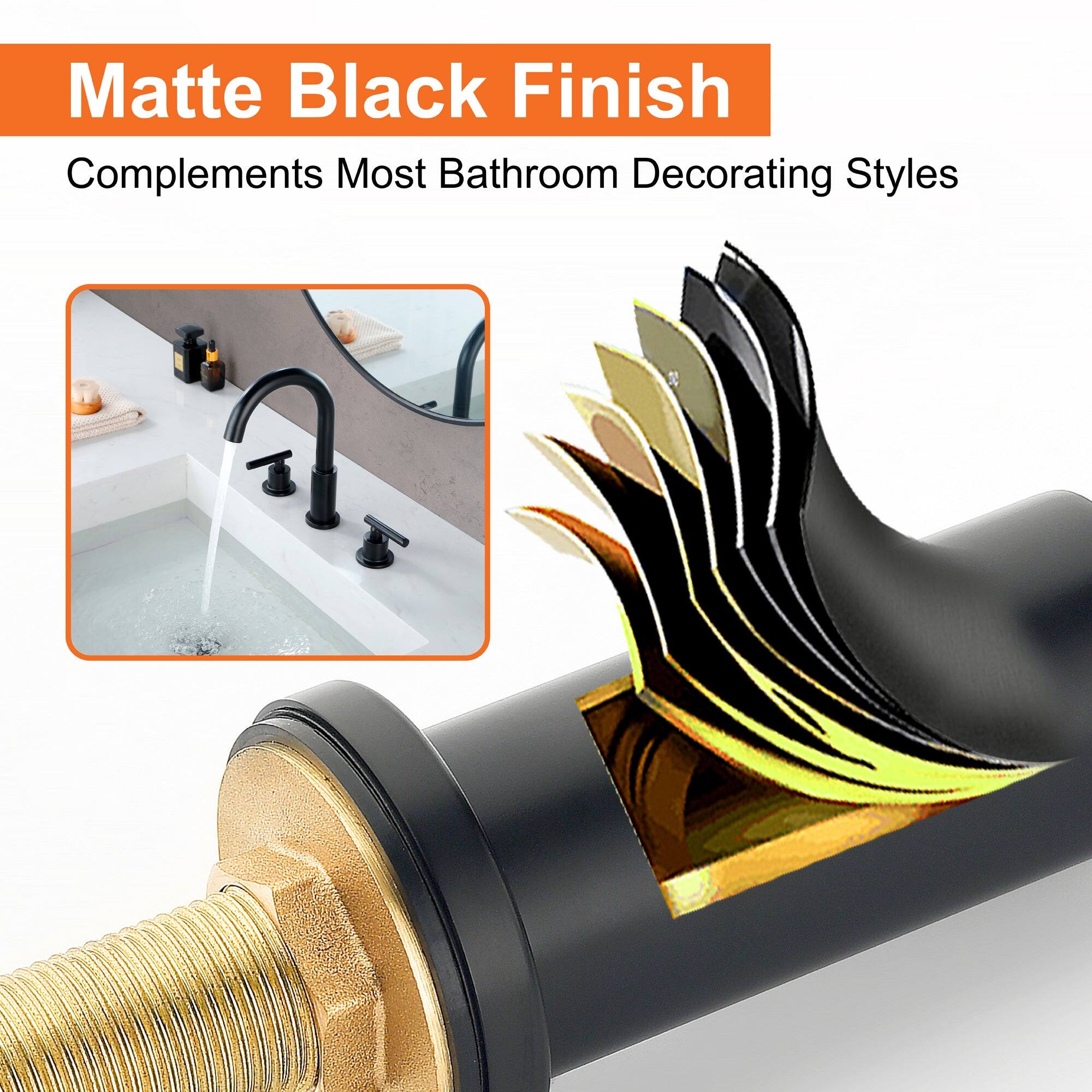 Matte Black Finish  
Complements Most Bathroom Decorating Styles