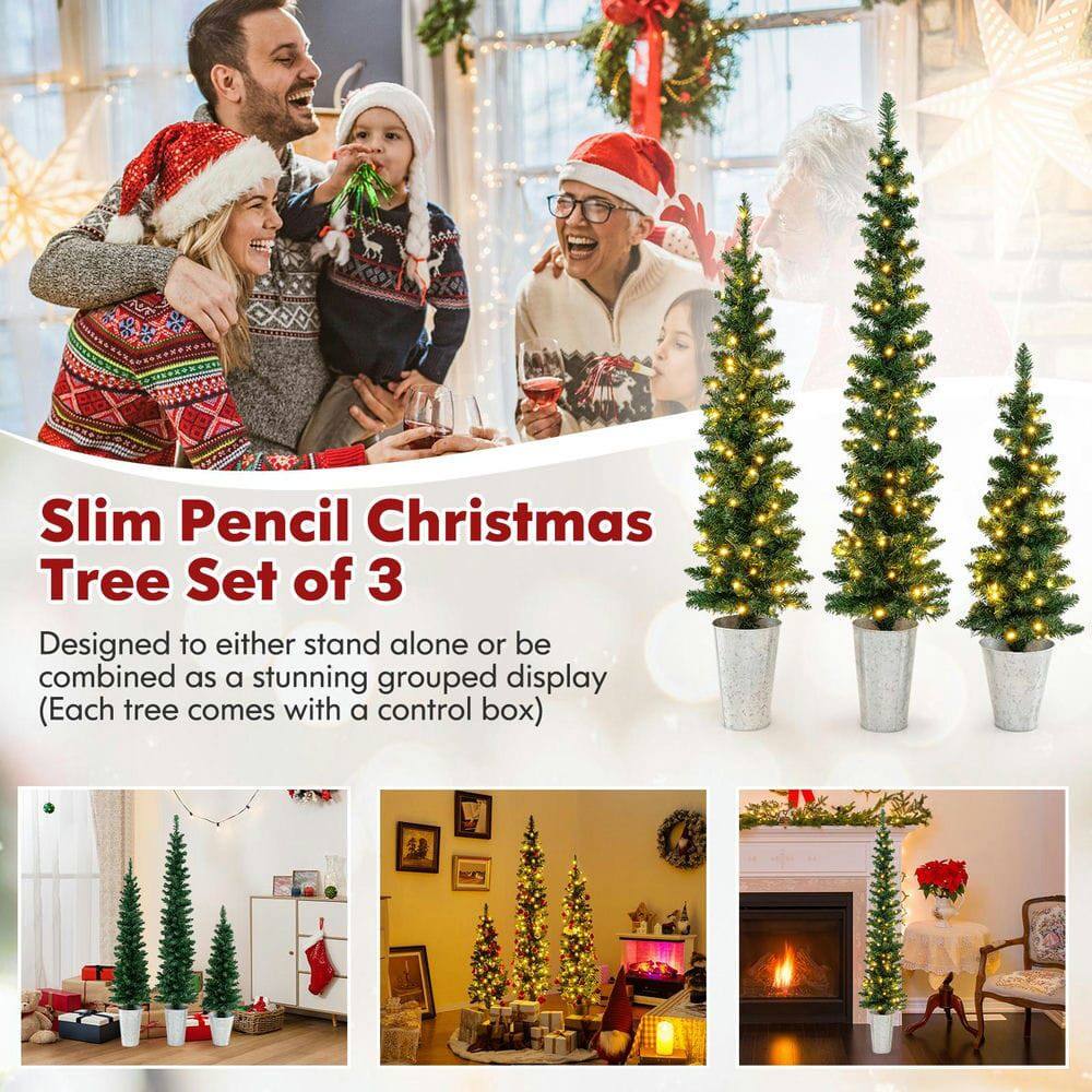 Slim Pencil Christmas Tree Set of 3

Designed to either stand alone or be combined as a stunning grouped display (Each tree comes with a control box)