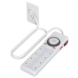 Dazzed Corner - 8 Outlets Power Strip with Timer, 4 FT Extension Cord - White