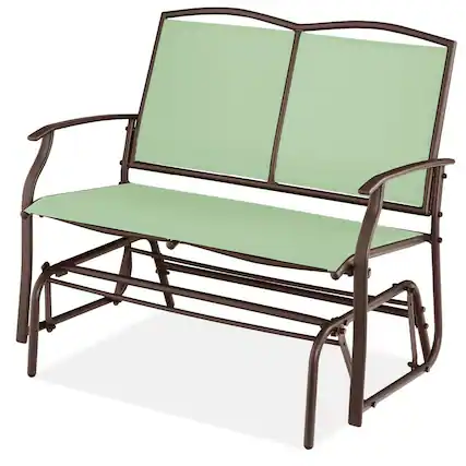 Front. Hivvago - 2 Seat Mesh Patio Loveseat Swing Glider Rocker with Armrests in Sage - Sage.