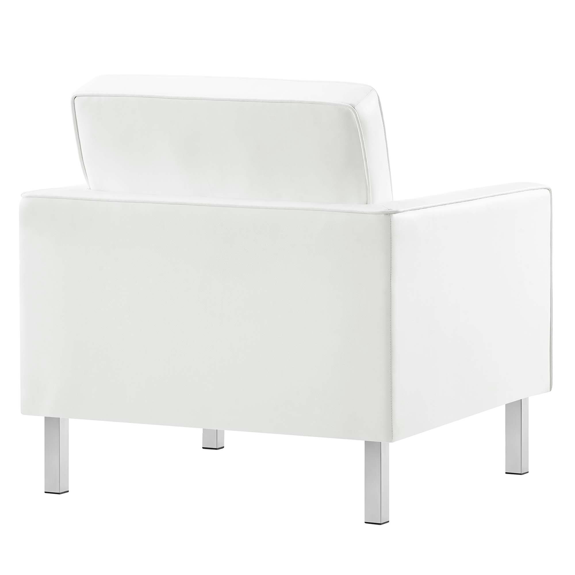 Alt View 7. Modway - Loft 3-Piece Tufted Vegan Leather Furniture Set by Modway - Silver White.