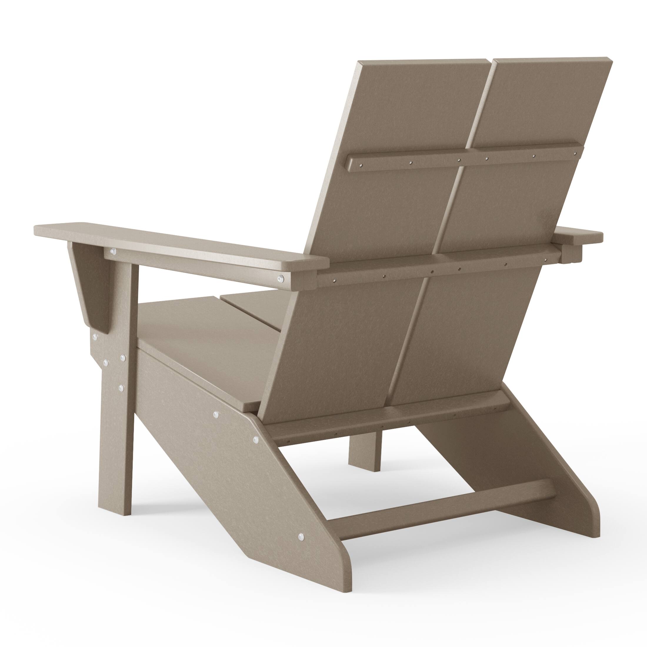 Alt View 2. WestinTrends - WestinTrends Riviera Outdoor HDPE Modern Adirondack Chair with Cup Holder - Weathered Wood.