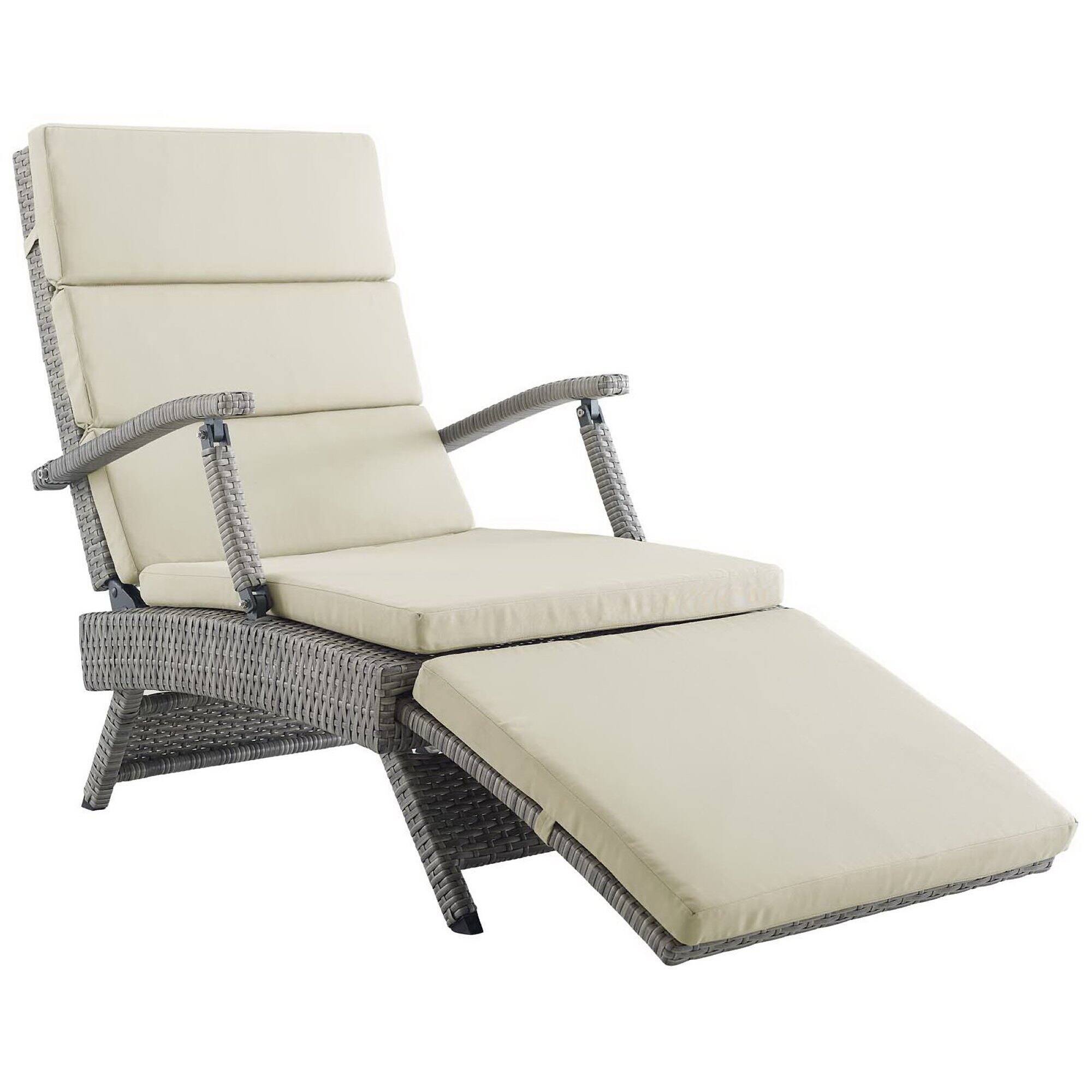 Alt View 2. Modway - Envisage Chaise Outdoor Patio Wicker Rattan Lounge Chair by Modway - Light Gray Beige.