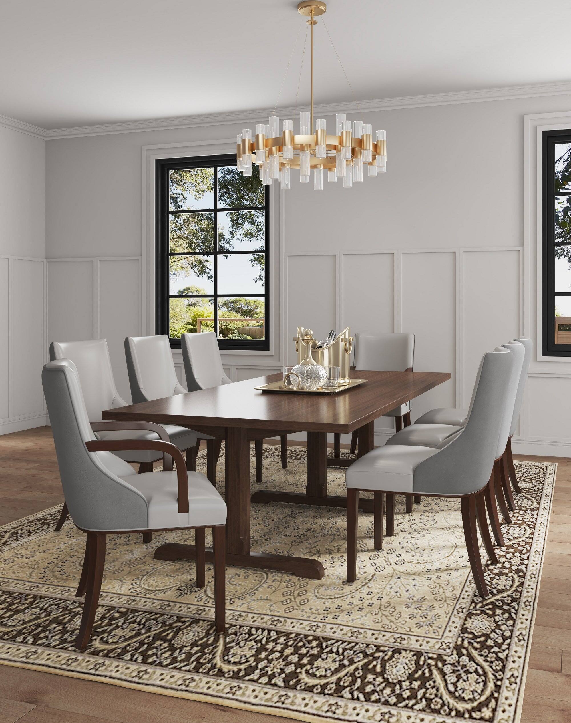 Angle. Manhattan Comfort - Shubert Modern 8-Piece Dining Chair Set - Light Gray.