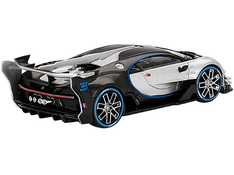 Left. Mini GT - Bugatti Vision Gran Turismo Silver Metallic and Carbon Limited Edition to 9600 pieces Worldwide 1/64 - Silver Metallic.