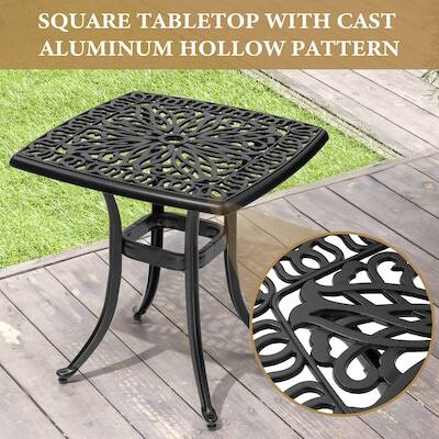 SQUARE TABLETOP WITH CAST ALUMINUM HOLLOW PATTERN