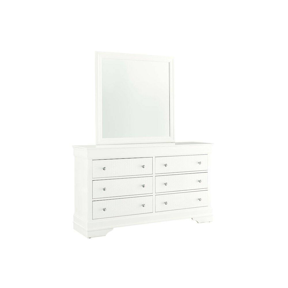Left. Global Furniture USA - Traditional Glam Pompei Metallic White Mirror - Metallic White.