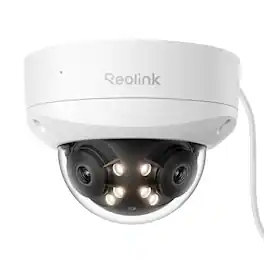 Reolink - Duo P757 16MP Dual-Lens PoE Security Camera 180° Panoramic Dome IK10 Vandal-Proof with Motion Track, Color Night Vision - White