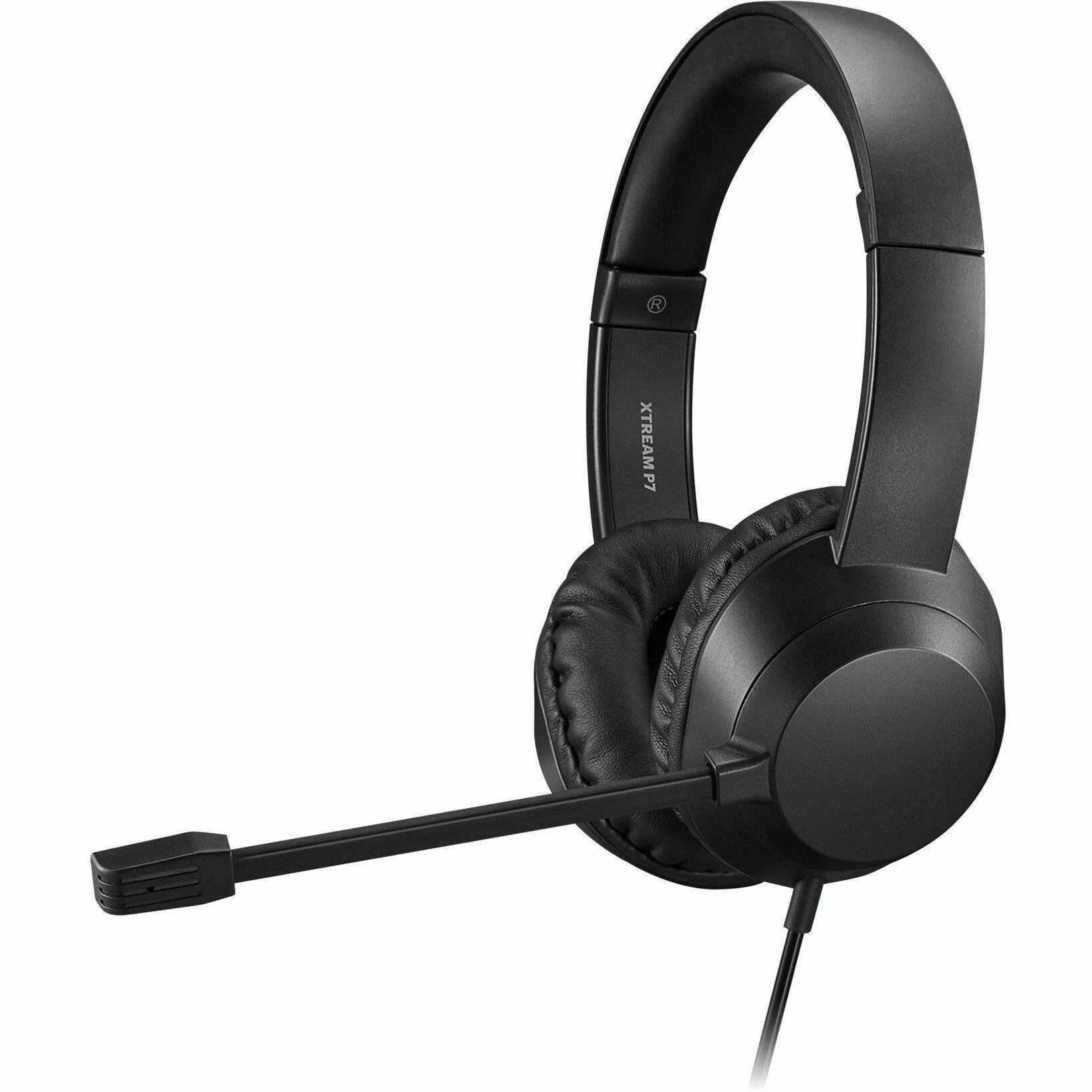 Alt View 3. Adesso - Adesso Xtream P7 Wired Stereo Headset With AI Controls - Stereo - USB Type A, USB Type C - Wired - 32 Ohm - 20 Hz to 20 - Black.