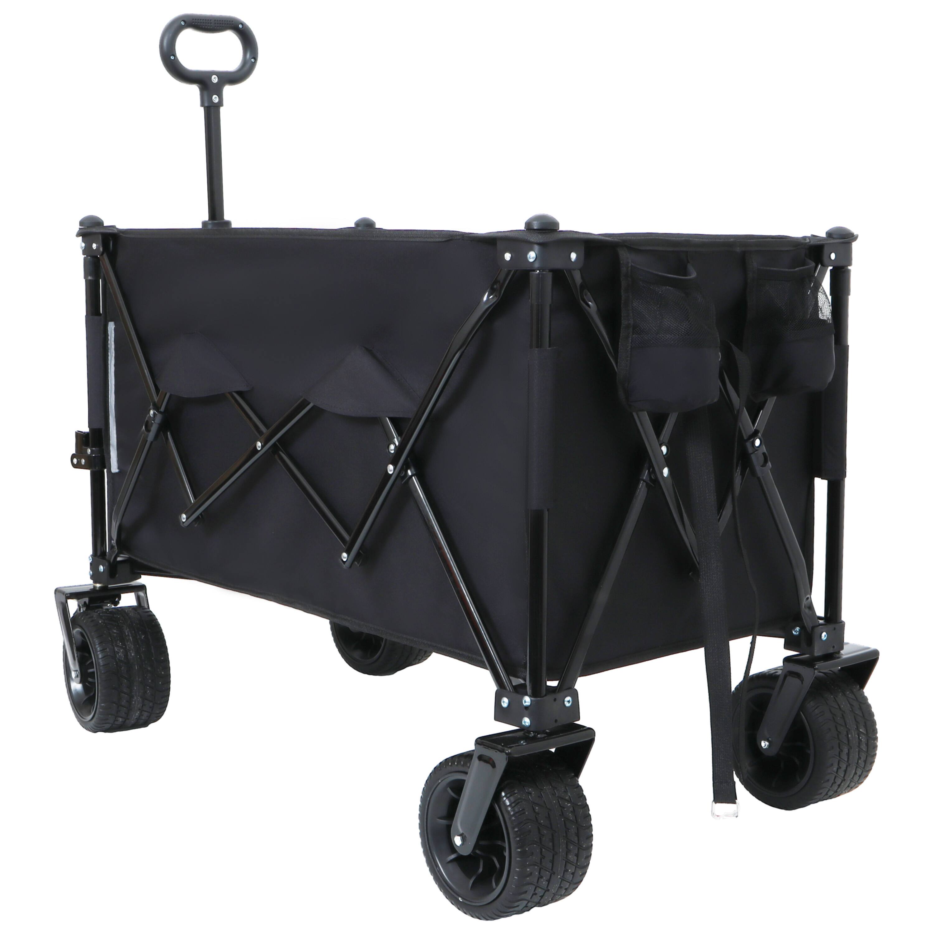 Alt View 2. APRILSOUL - Foldable Garden Cart with Heavy-Duty Wheels and 480lbs Load Capacity Portable Utility Wagon for Camping Sports black - Black.