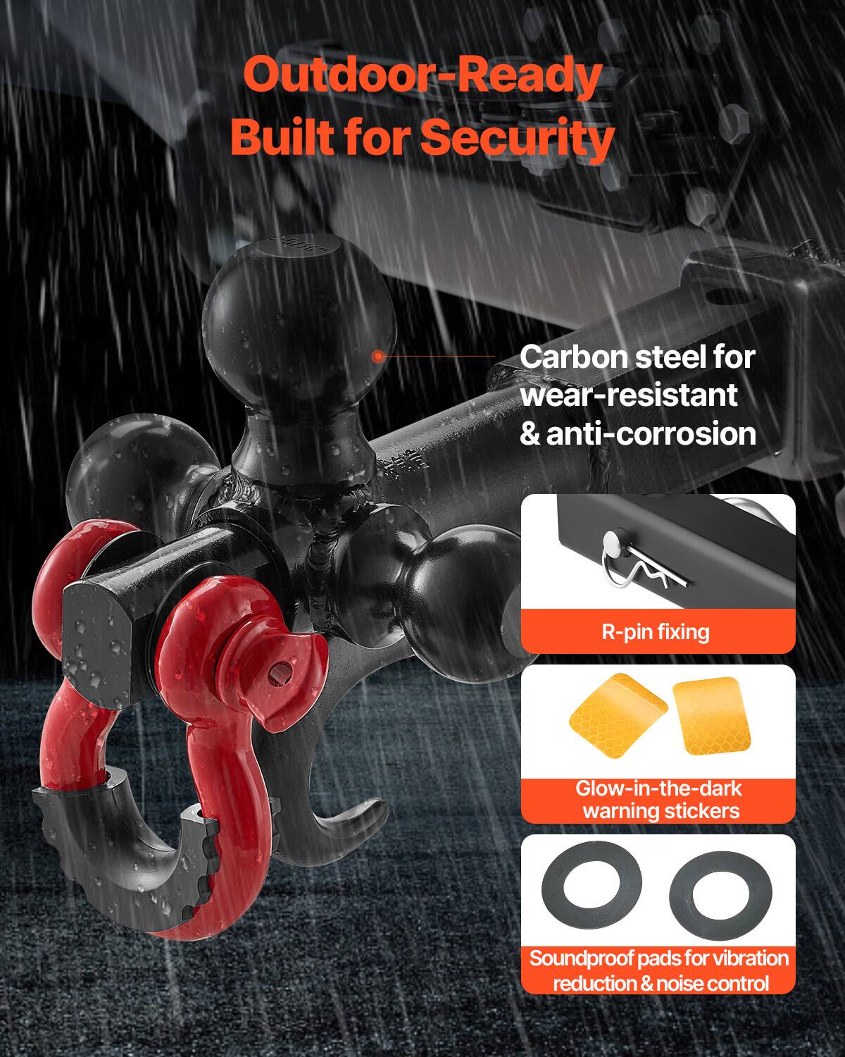 Outdoor-Ready  
Built for Security  

Carbon steel for wear-resistant & anti-corrosion  

R-pin fixing  

Glow-in-the-dark warning stickers  

Soundproof pads for vibration reduction & noise control