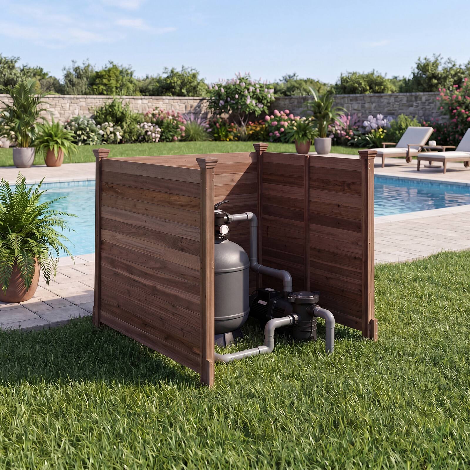 Alt View 4. Costway - Costway Outdoor Privacy Fence, 47 x 47-Inch 3-Panel Air Conditioner Fence for Outside - Brown.