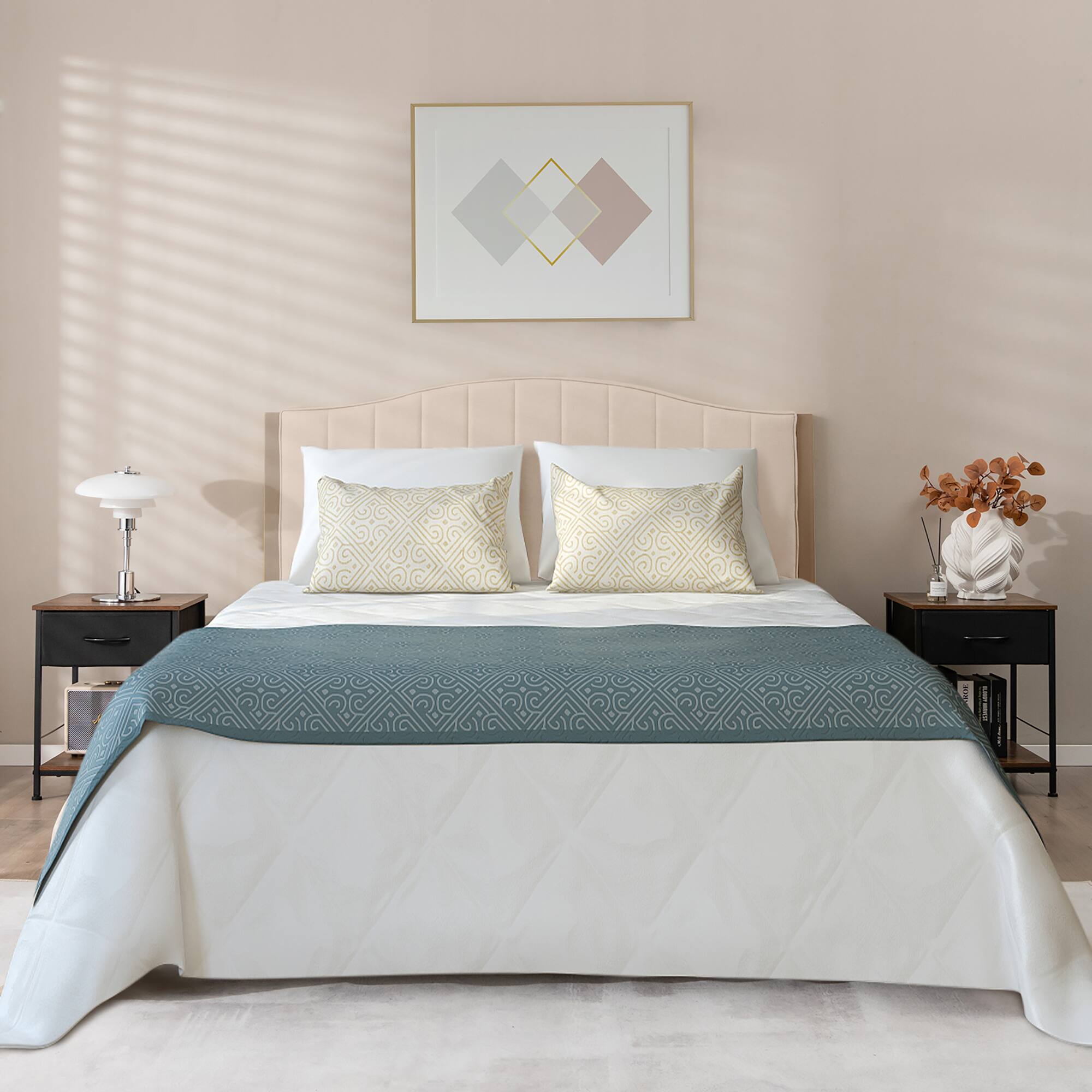 Alt View 20. Costway - 2 PCS 2-tier Nightstand Bedside End Sofa Table with  Drawer for Living Room - Industrial Brown.