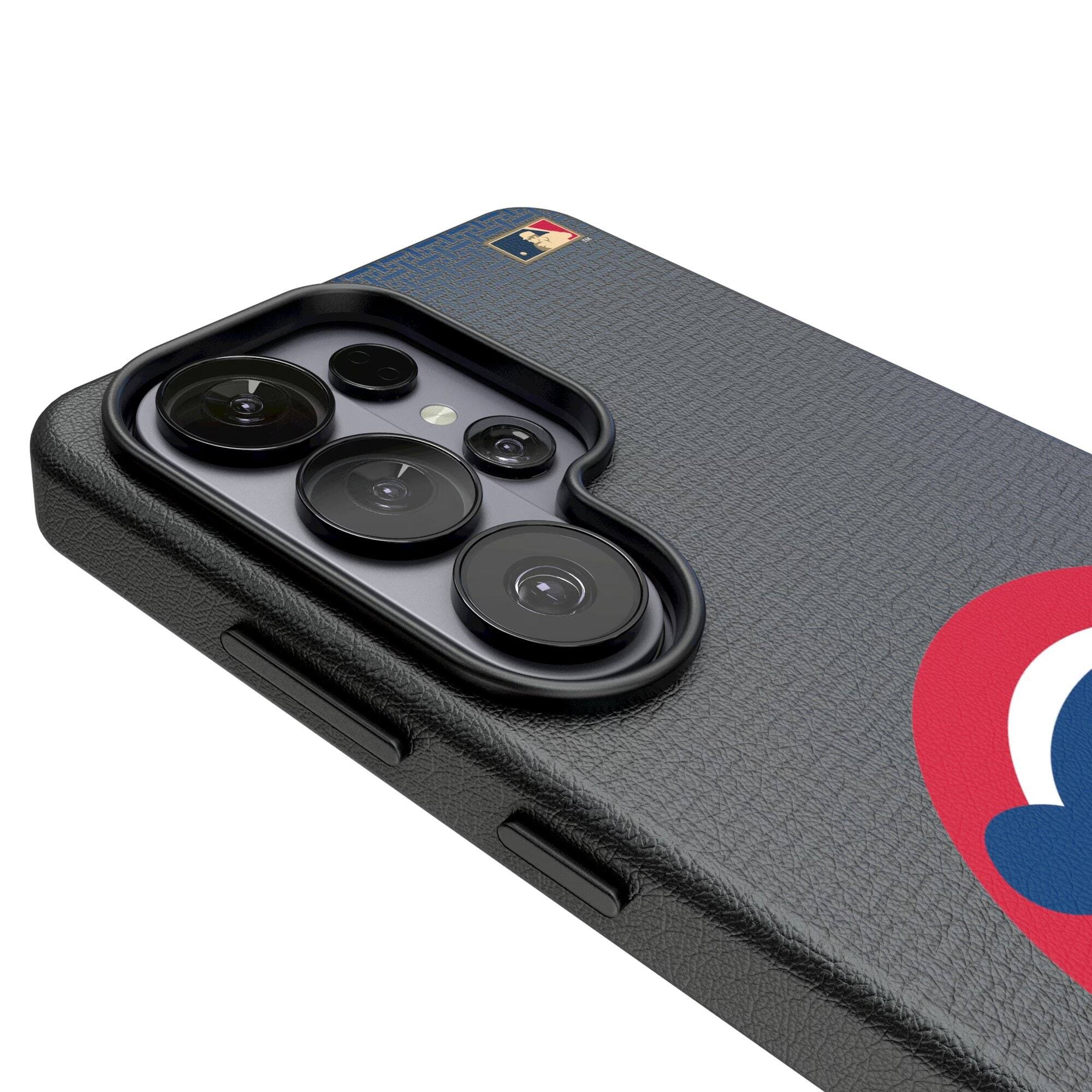 Alt View 2. Keyscaper - Chicago Cubs Cooperstown Collection Home 1979-1993 Galaxy Magnetic Bump Case - S25 Ultra - Black.