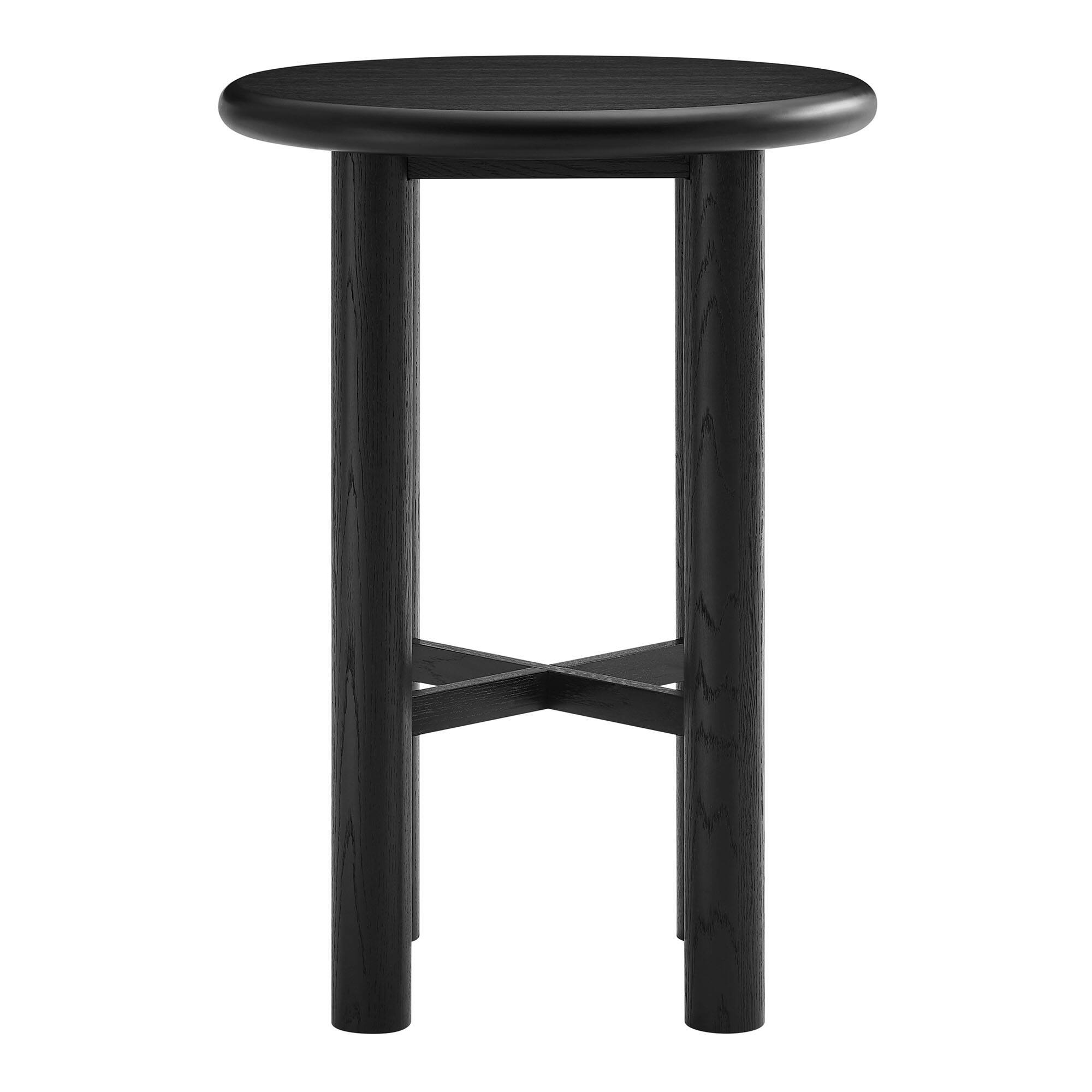Angle. Modway - Alvia Round 30" Oak Wood Bar Table by Modway - Black.