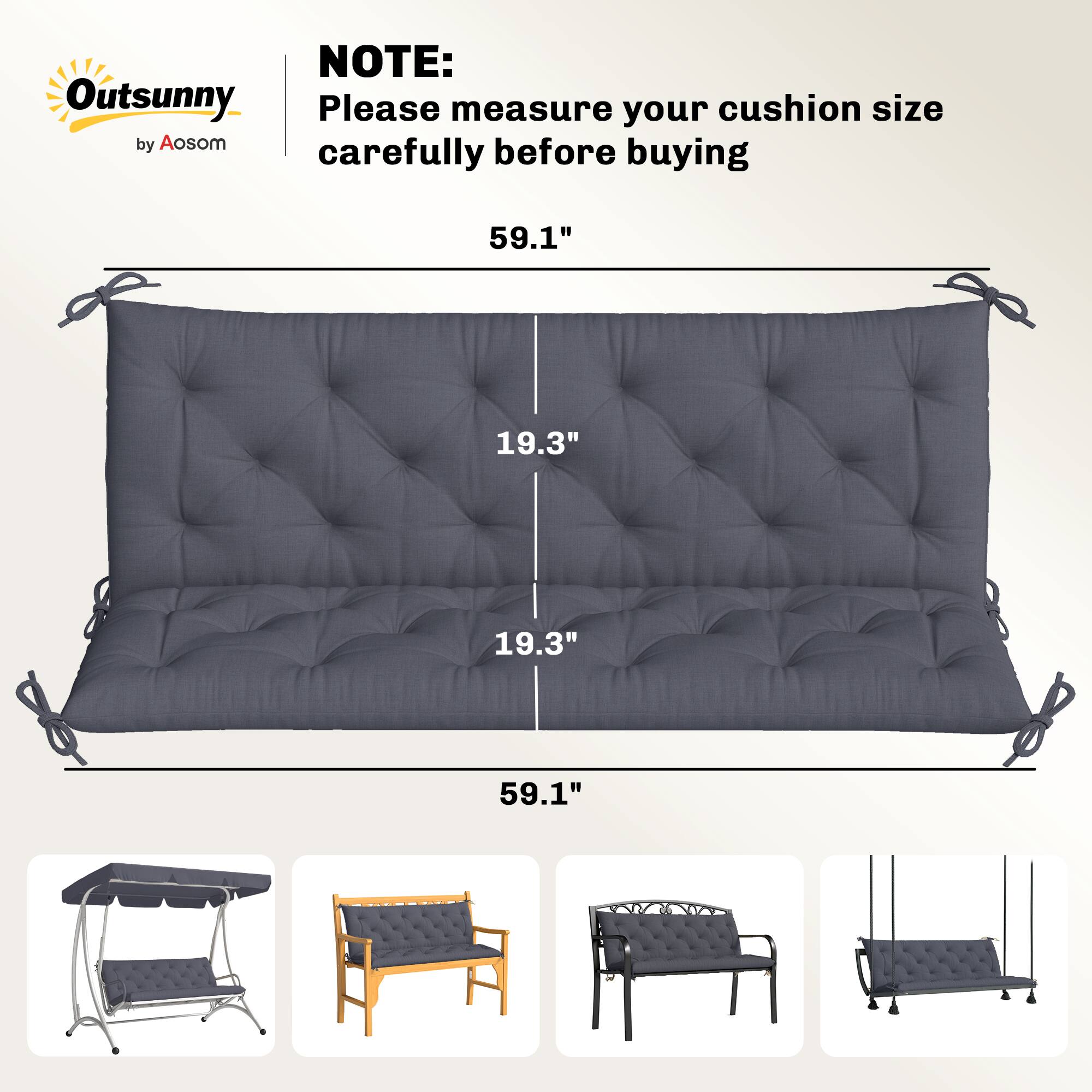 NOTE: Please measure your cushion size carefully before buying

59.1"  
19.3"  
19.3"  
59.1"