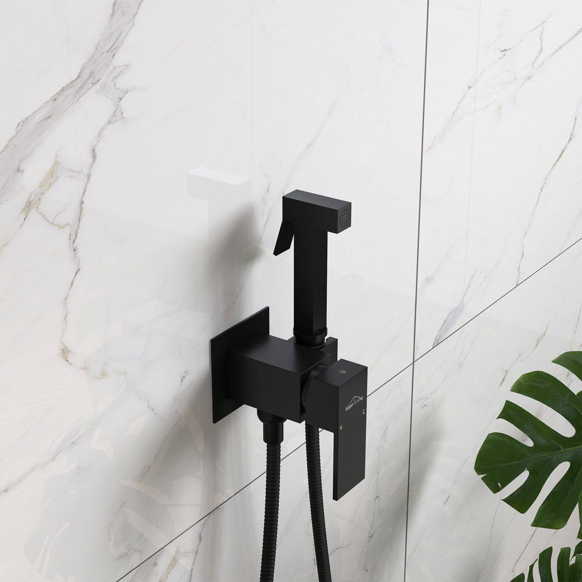 Alt View 3. Boyel Living - Wall Mount Single-Handle Bidet Faucet with Handle and Mixer Body - Matte Black.