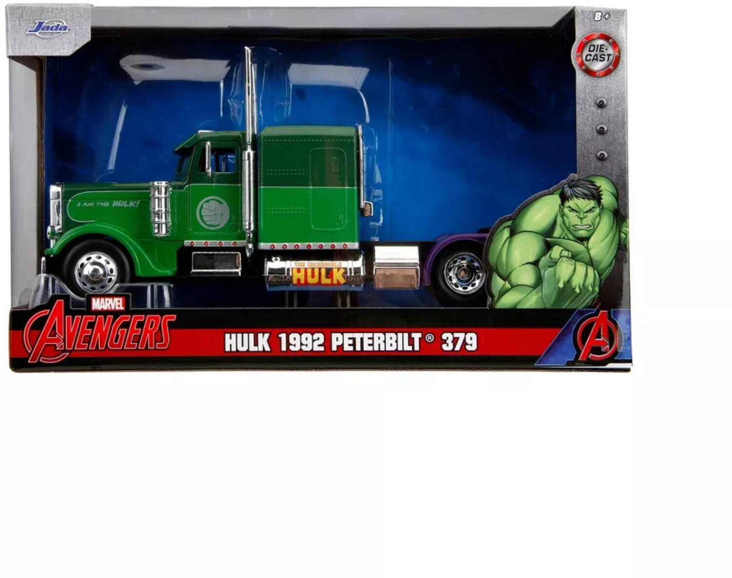 Jada 8+ DIE-CAST I AM THE HULK! MARVEL AVENGERS HULK 1992 PETERBILT 379